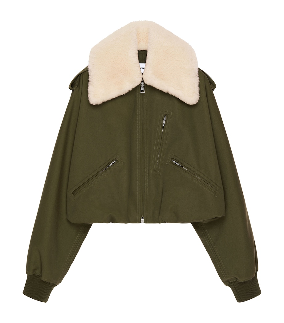 Cotton-Wool Shearling-Collar Bomber Jacket KHAKI Image 1