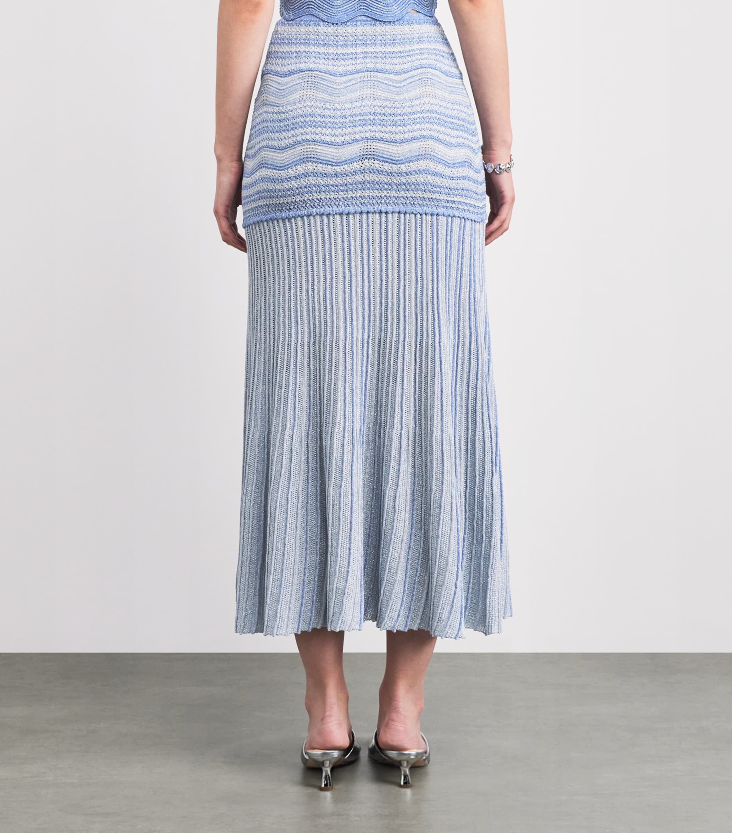 Sandro Paris Womens Metallised Maxi Skirt Sky Blue Image 5
