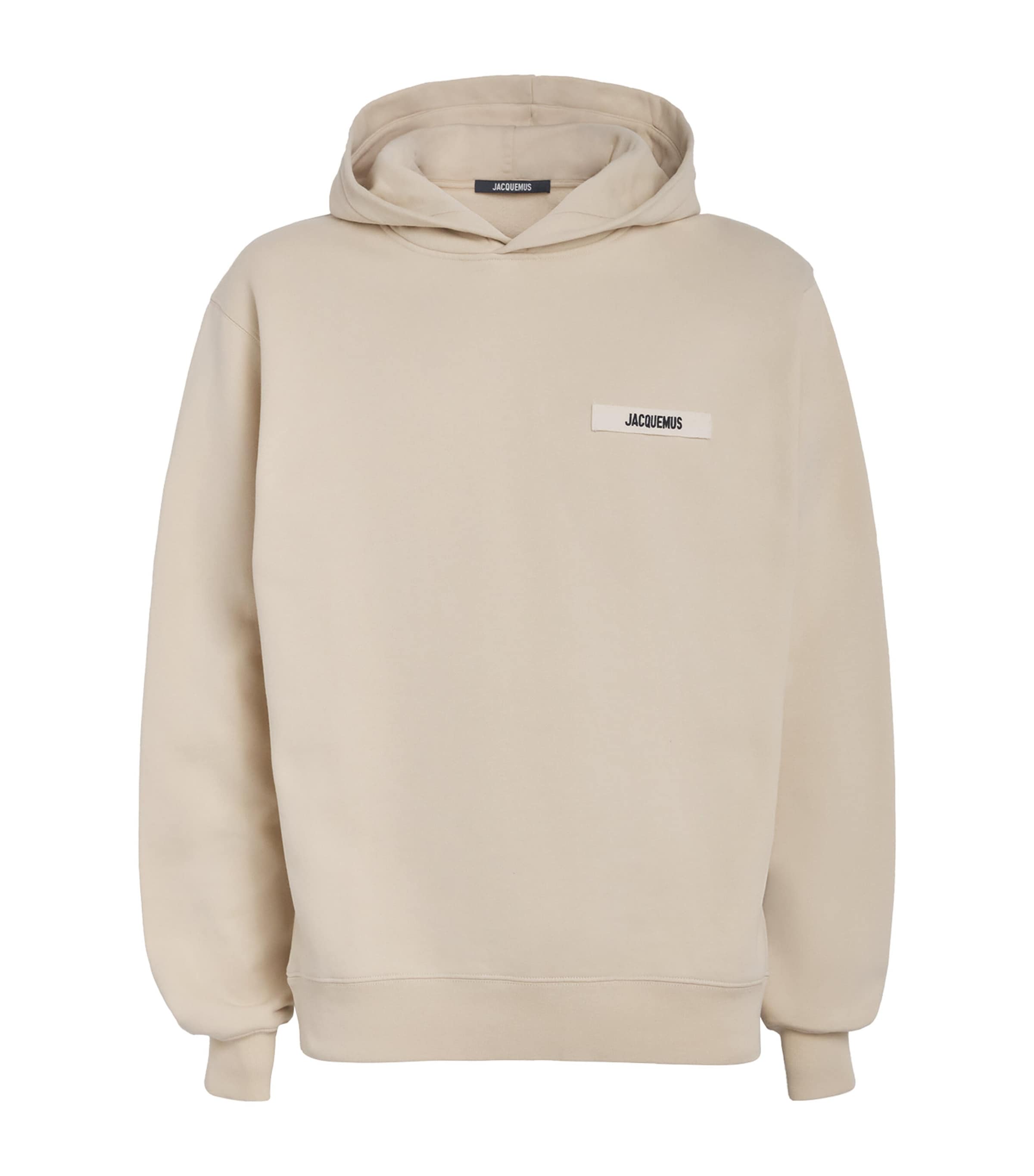 Jacquemus Ribbed Hooded Sweater Featuring Gros Grain In Sand