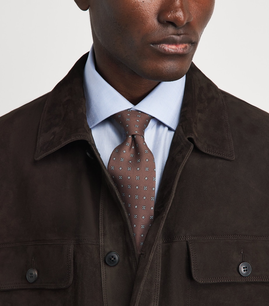 E. Marinella Silk Geometric Tie Brown Image 2