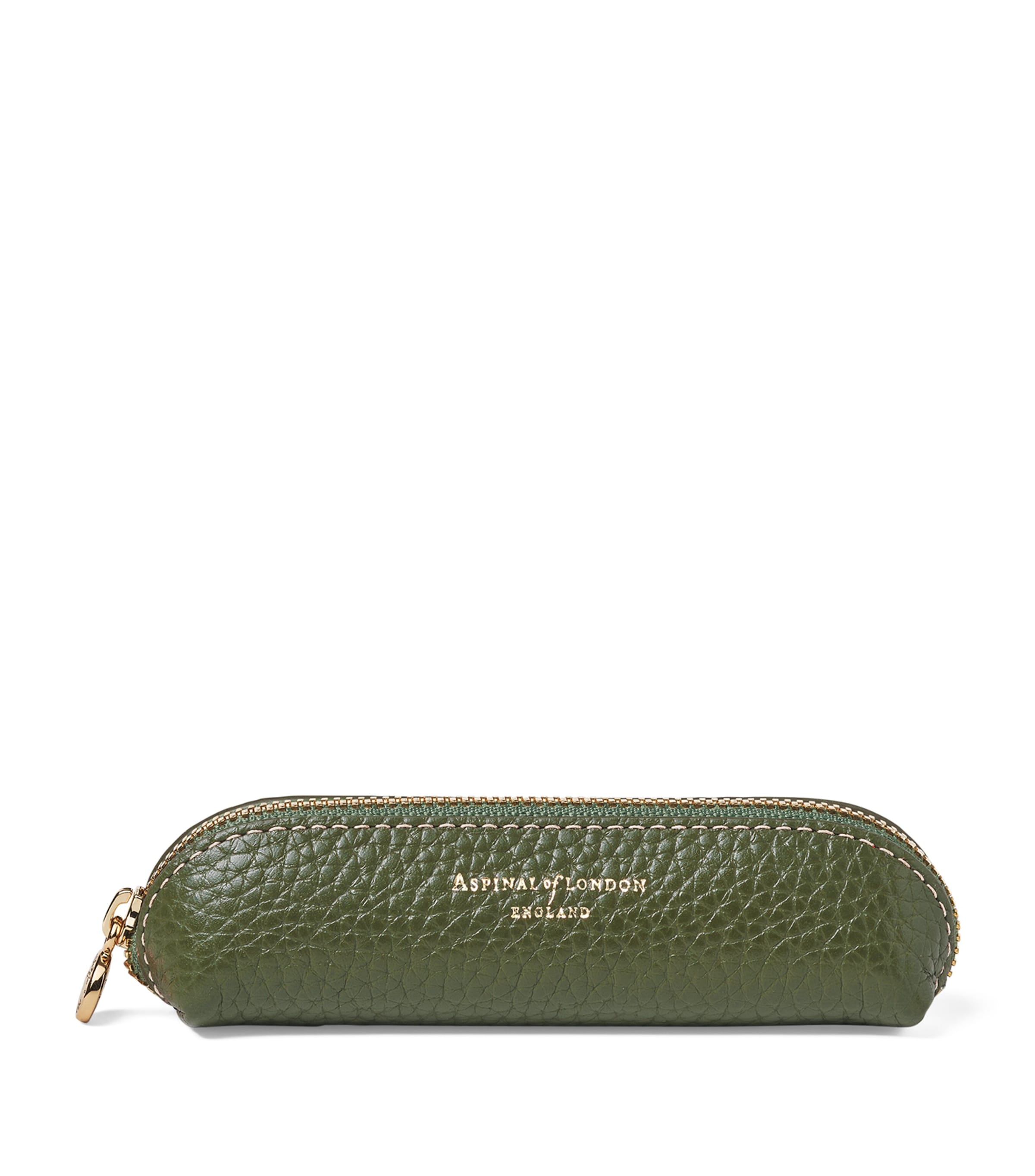 Aspinal Of London Leather Baby Pen Case In Green