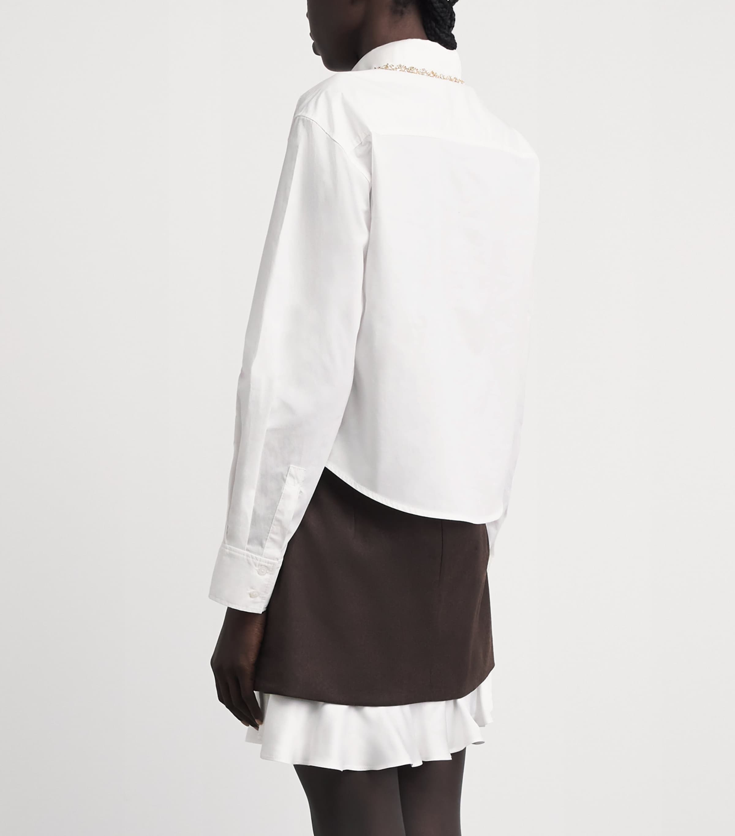 Sandro Paris Womens Cotton Jewel-Collar Shirt White Image 5
