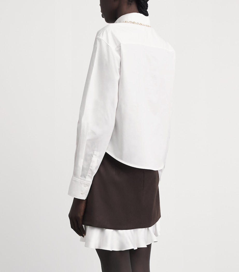 Sandro Paris Womens Cotton Jewel-Collar Shirt White Image 5