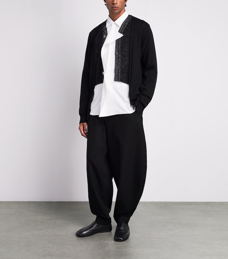 Comme Des Garçons Mens Wool Double-Layered Cardigan Blk X Blk/sil Image 2