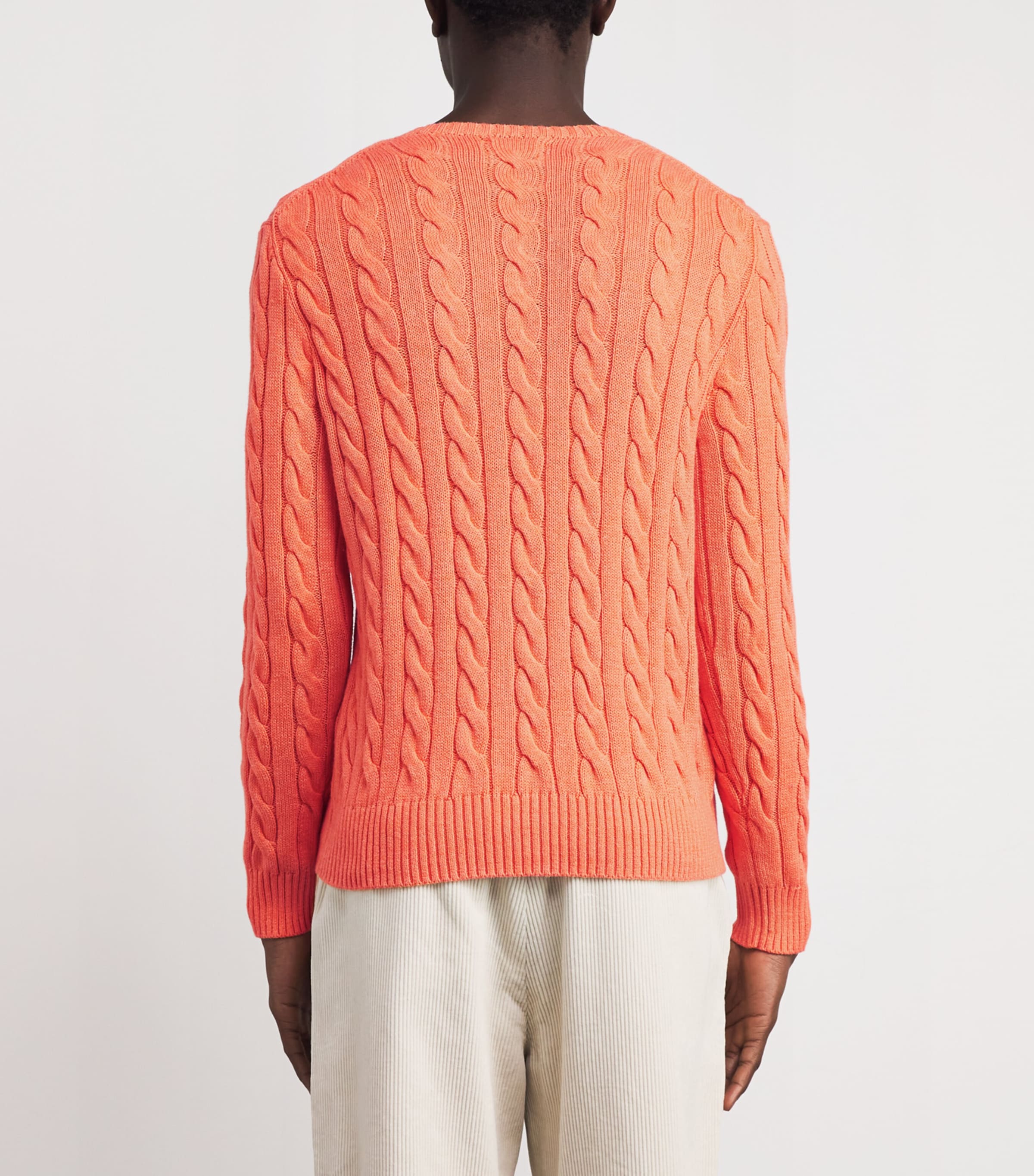 Cotton Cable-Knit Sweater ORANGE HTHR Image 4