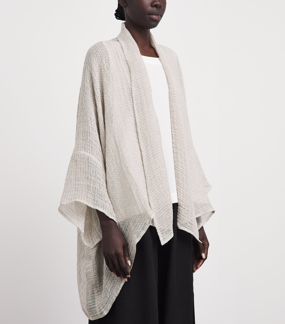 Eskandar Womens Linen Wide-Knit Shawl Cardigan Natural Image 4