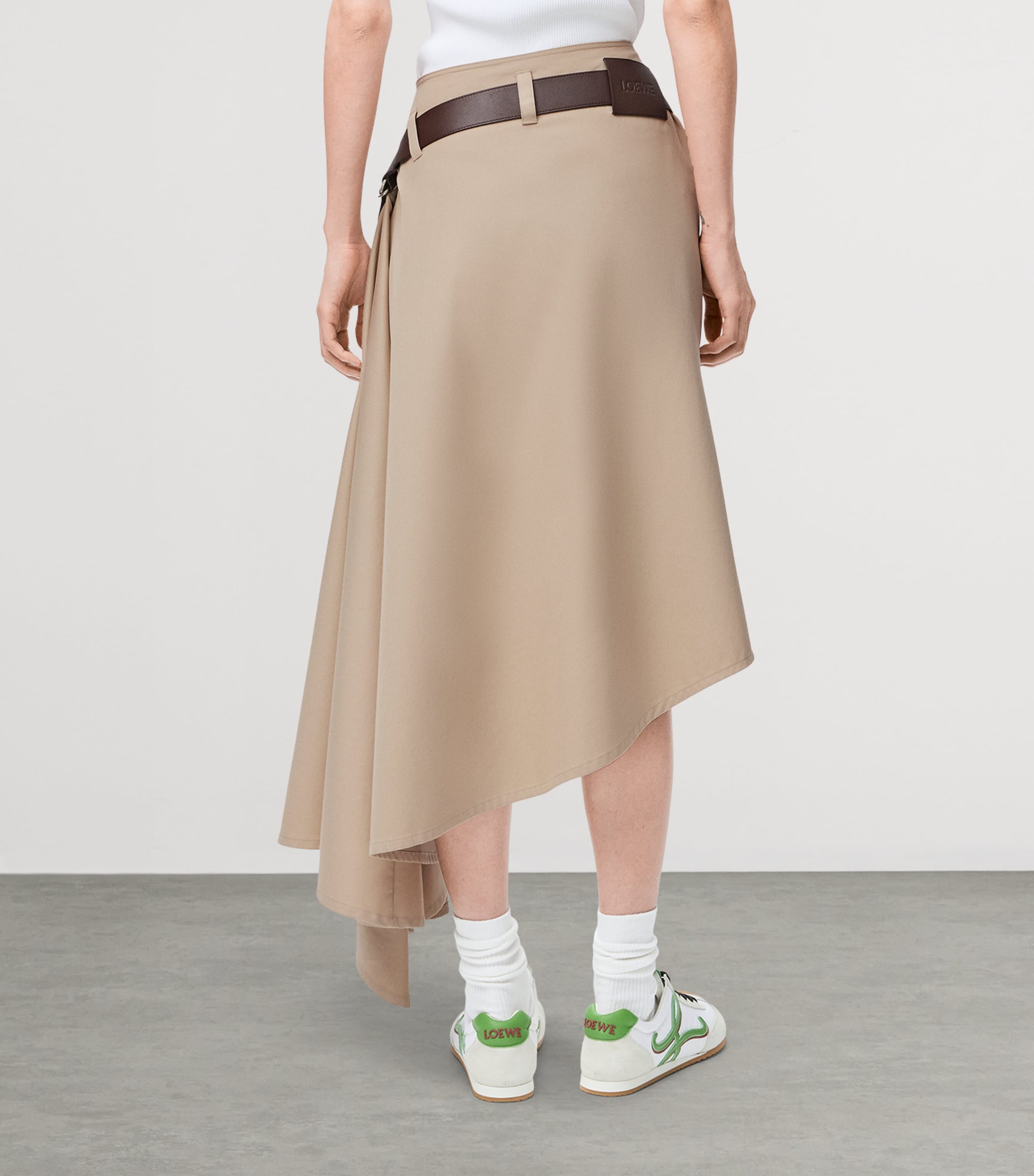 Cotton-Silk Asymmetric Midi Skirt BEIGE Image 4