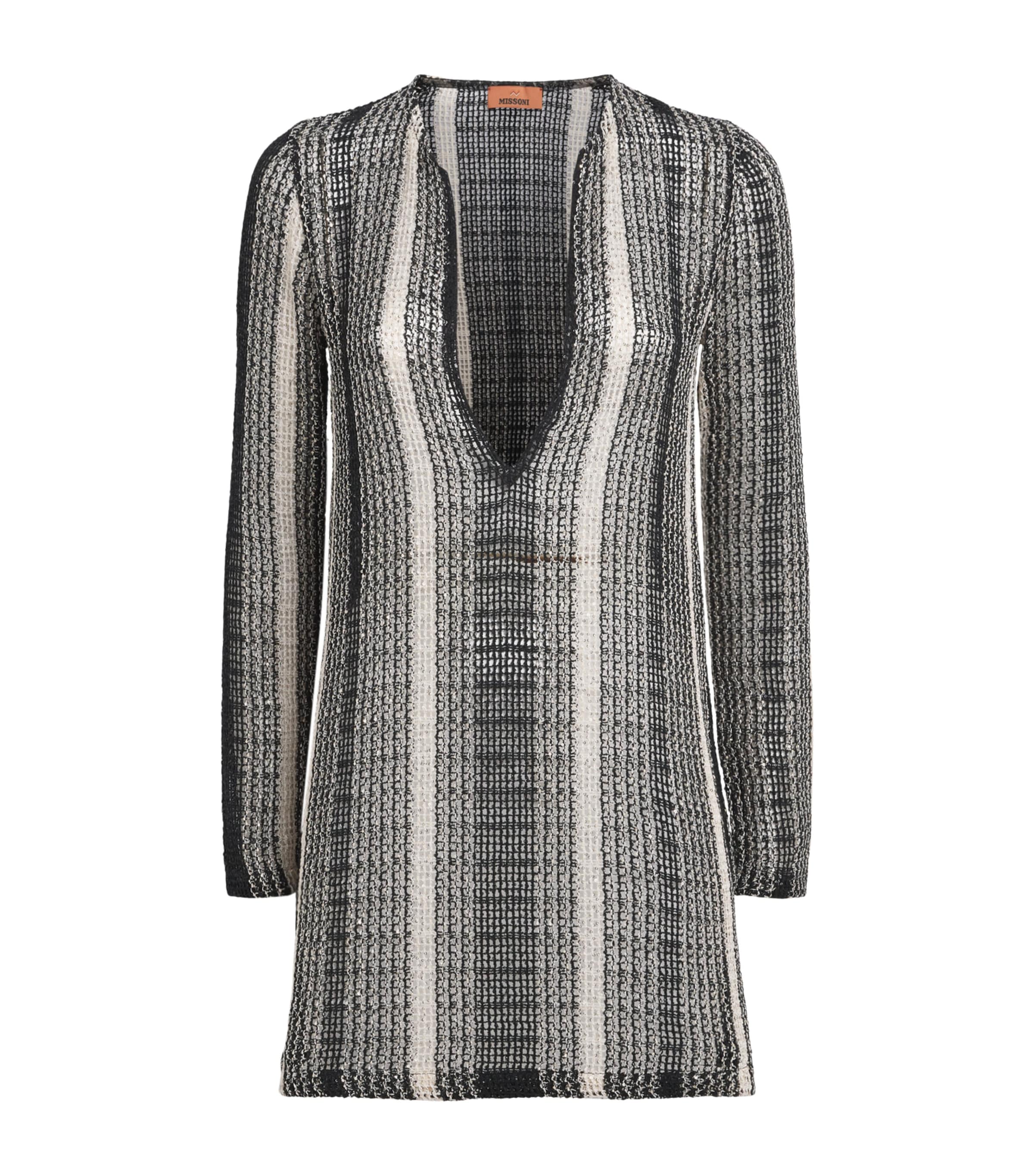 Missoni Womens Knit Stripe Mini Kaftan White/black Image 1