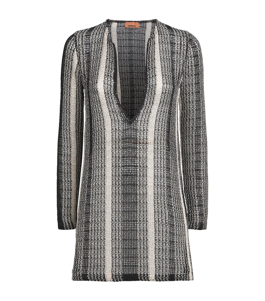 Missoni Womens Knit Stripe Mini Kaftan White/black Image 1