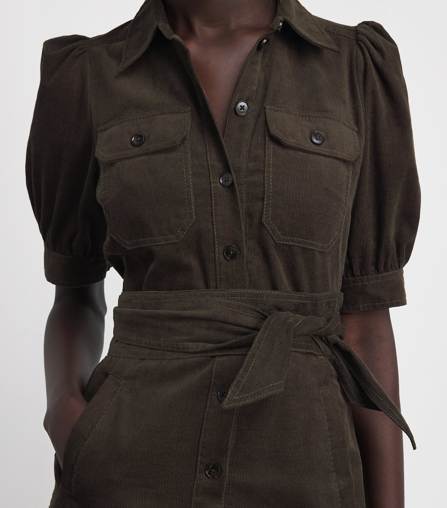 ME+EM Womens Cotton Corduroy Midi Shirt Dress Rich Olive Green Image 3