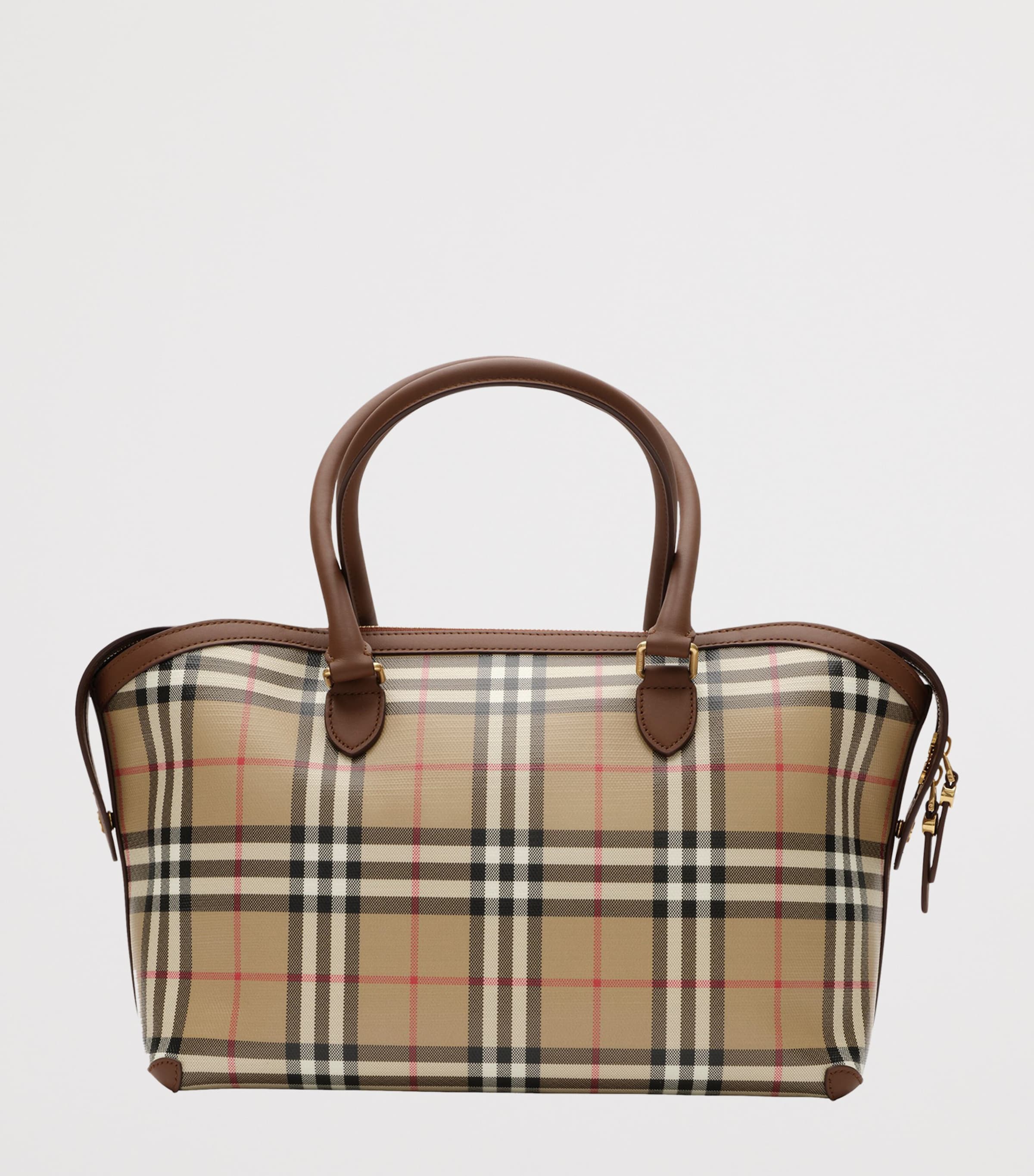 Burberry Small Check Zipped Tote Bag Archive Beige Image 5