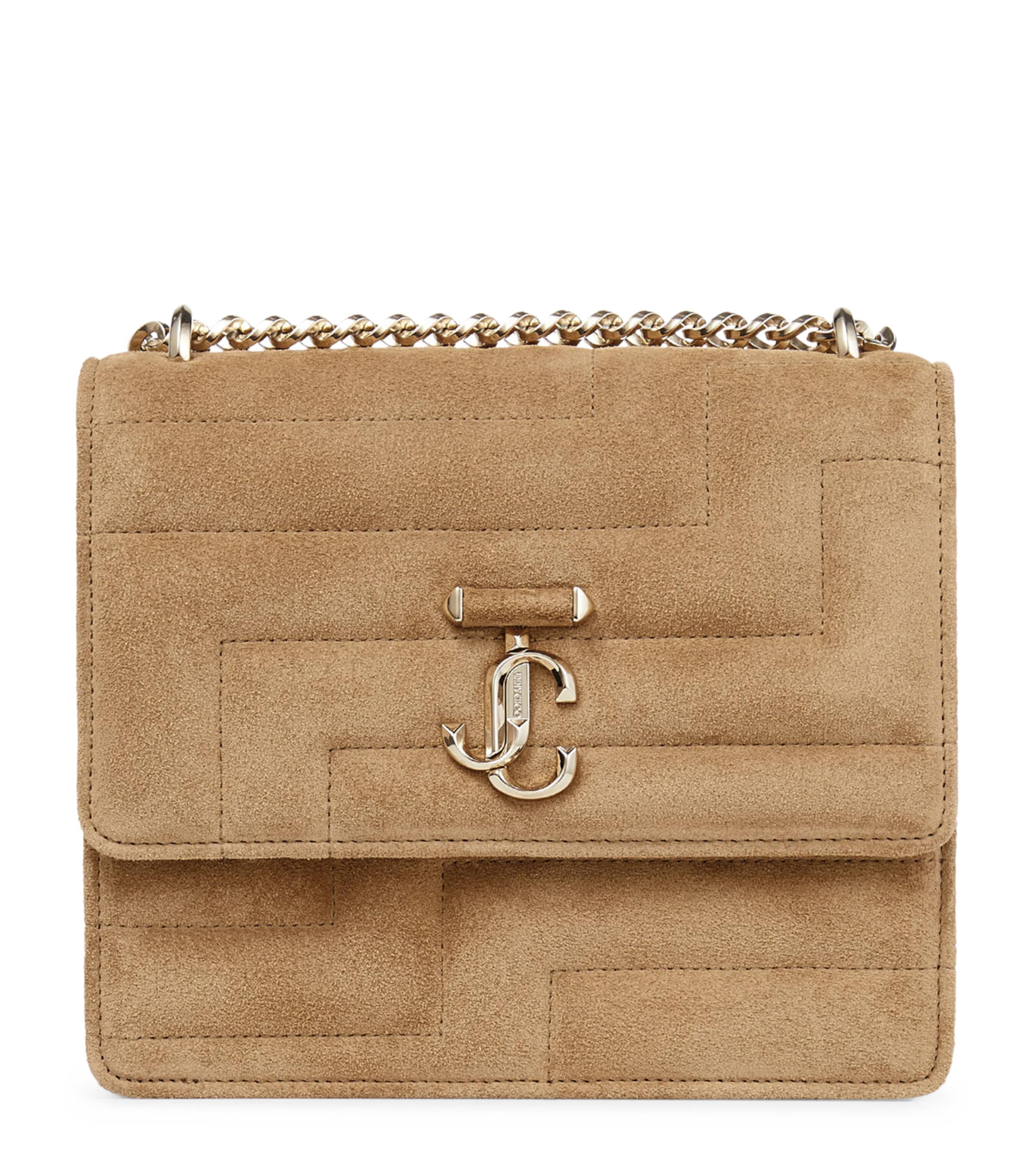 Shop Jimmy Choo Suede Avenue Quad Shoulder Bag In Neutral