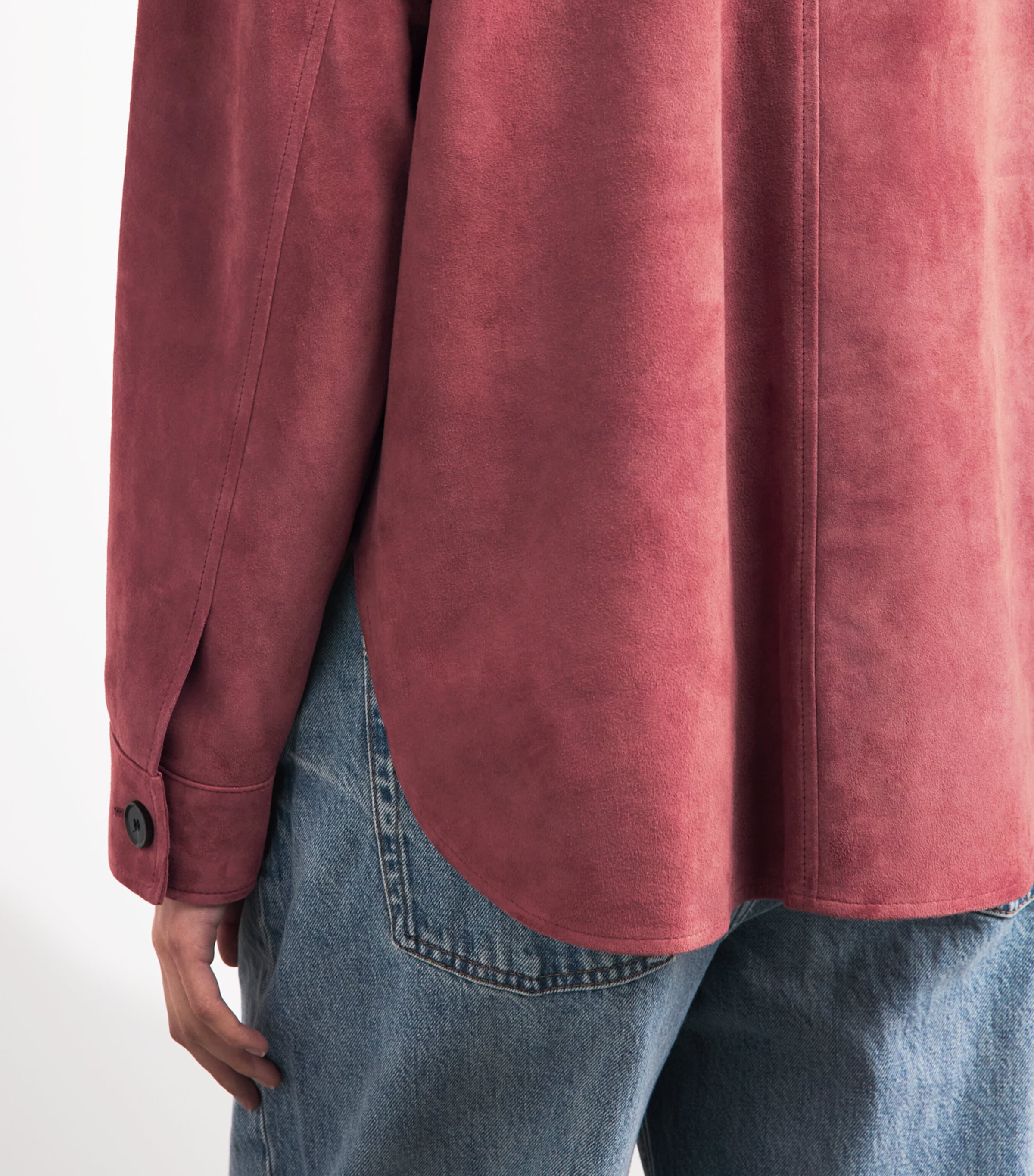 Arma Womens Lamb Suede Kaylee Shacket Pink Shade Image 3