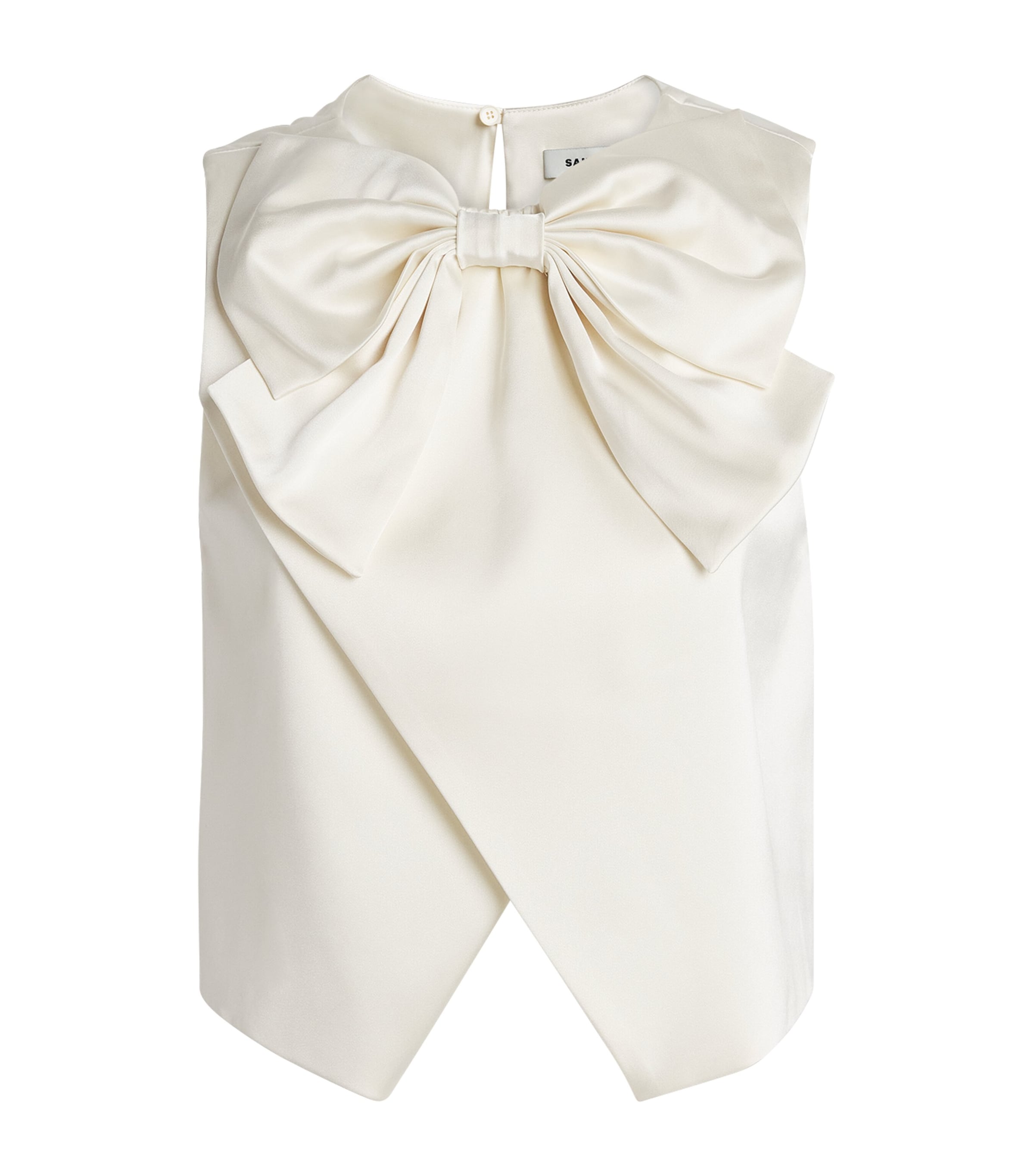 Satin Bow Crop Top ECRU Image 1