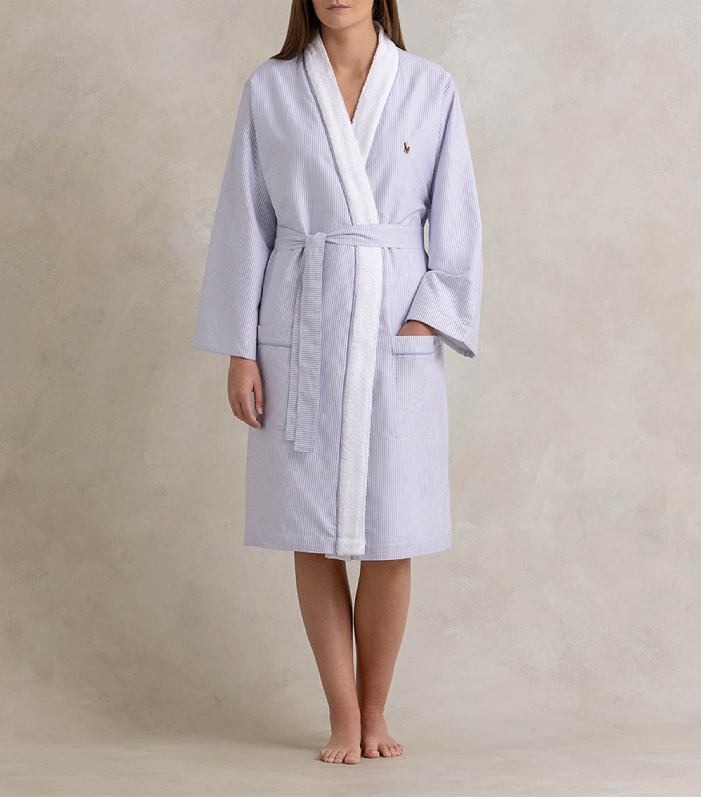 Cotton Stripe Polo Pony Robe BLUE Image 2