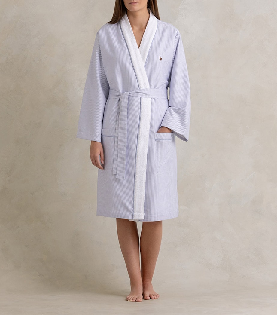 Cotton Stripe Polo Pony Robe BLUE Image 2