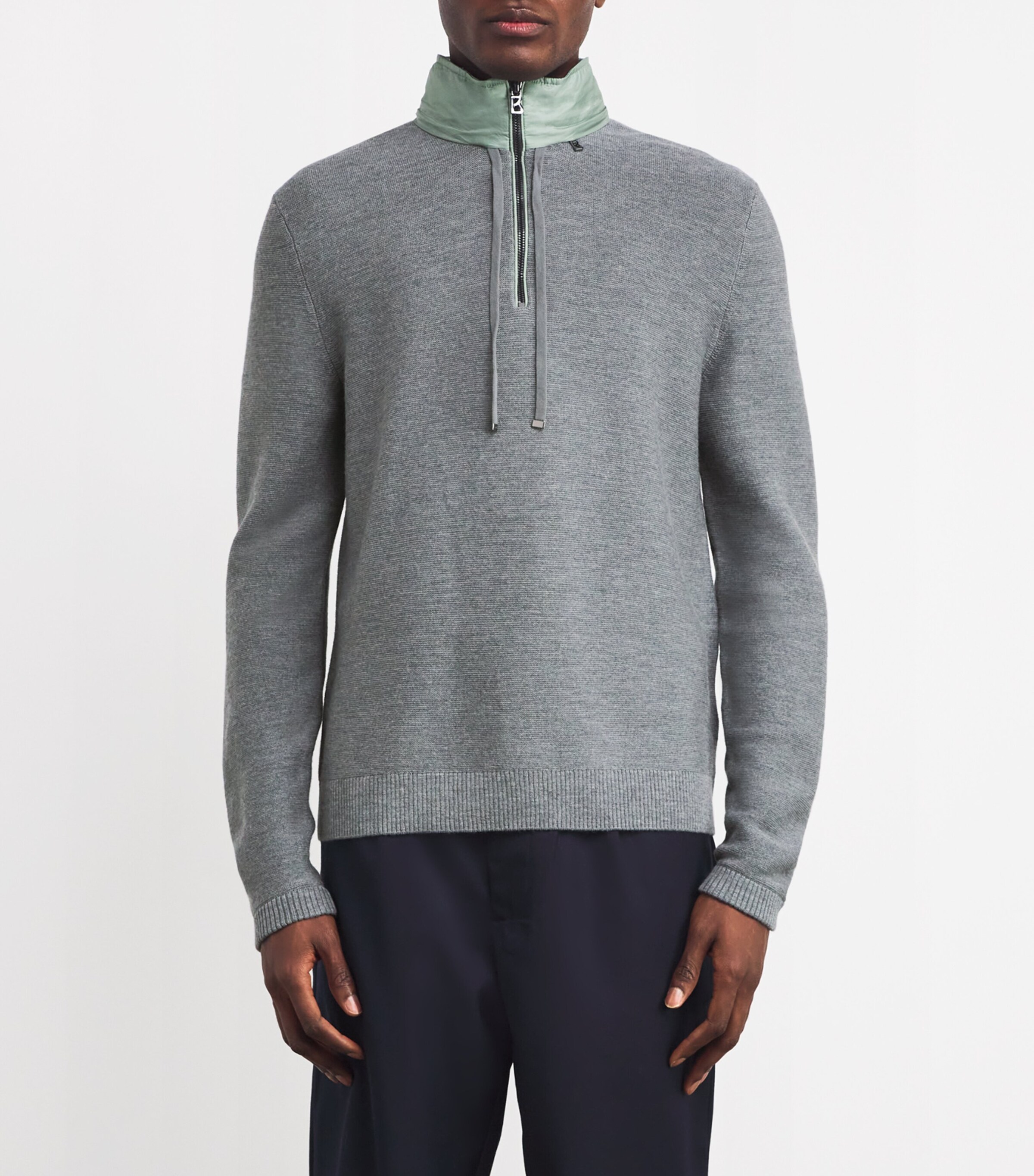 Wool-Blend Phineas Half-Zip Sweater 017 - GREY MELANGE Image 2