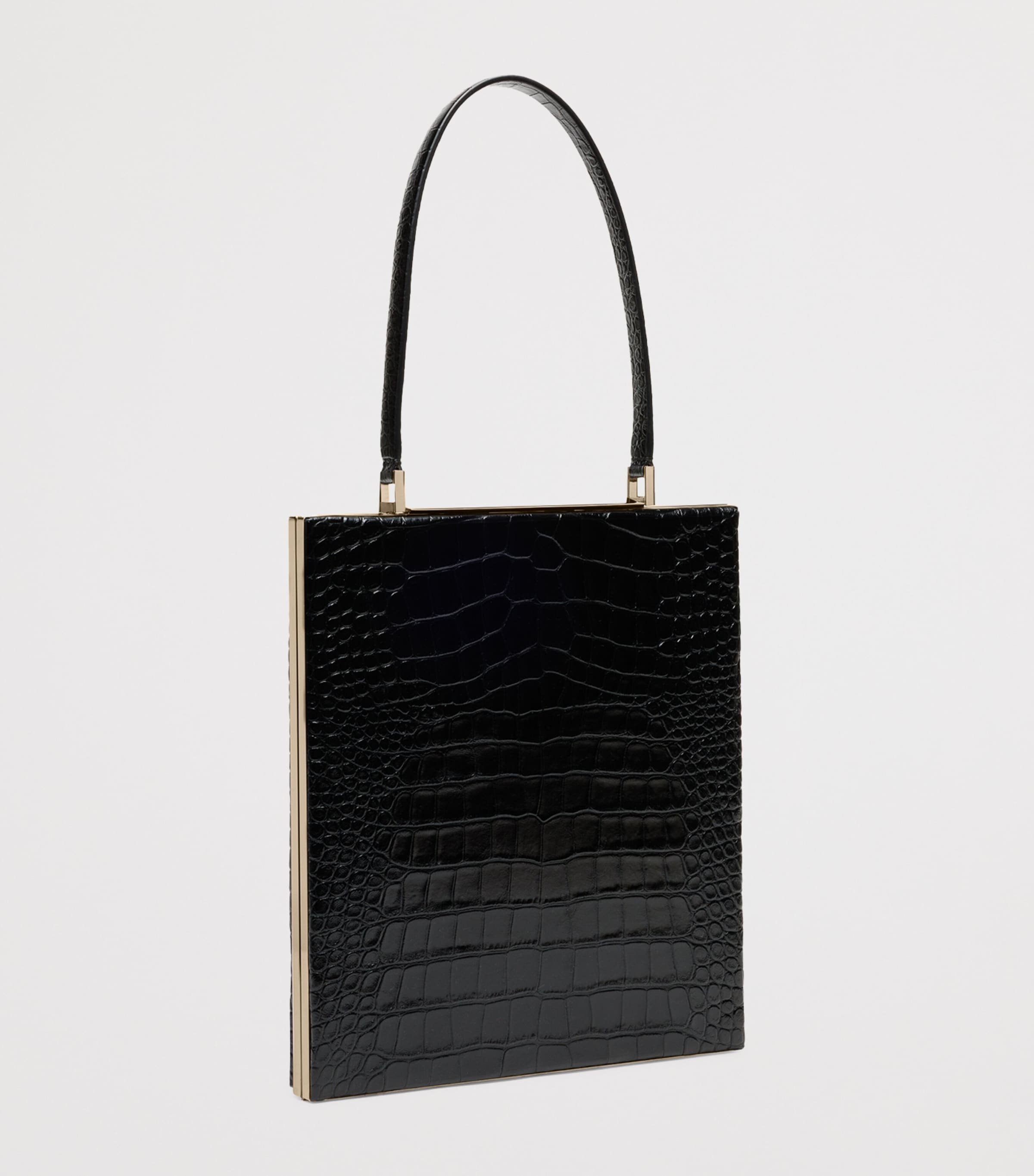 TOM FORD Black Croc-Embossed Leather Top-Handle Bag | Harrods UK