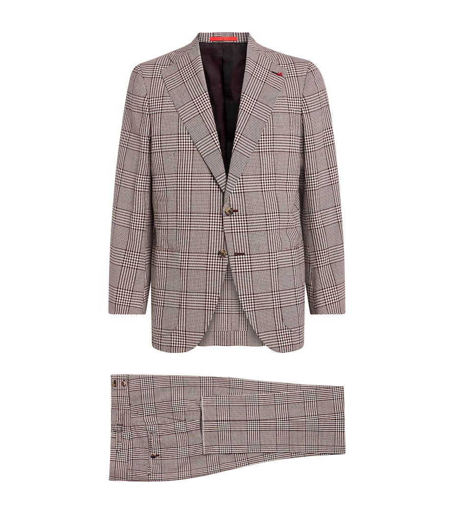 Isaia Mens Wool-Silk-Linen Check 2-Piece Suit Image 1