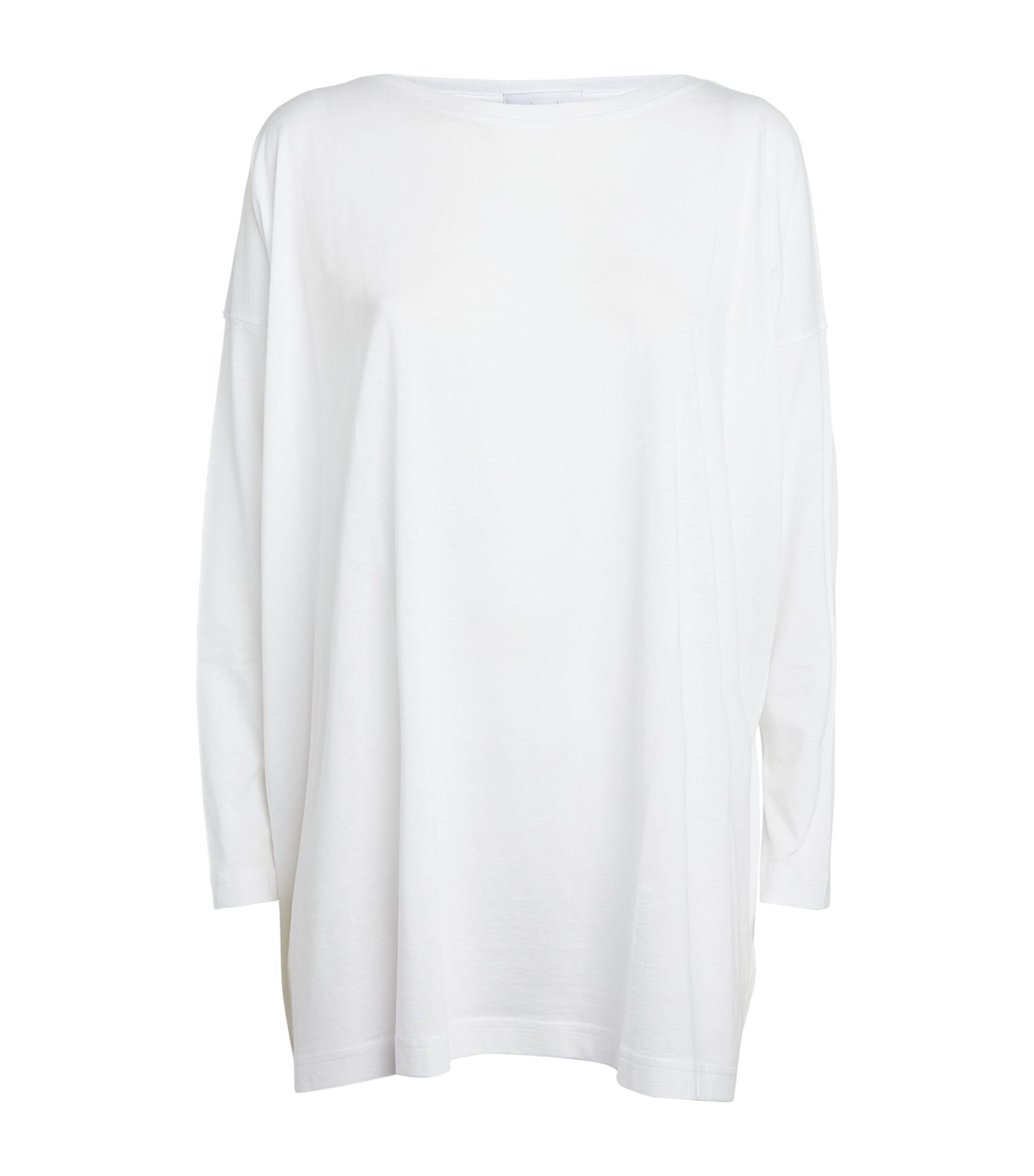 Shop Eskandar Pima Cotton A-line Long-sleeved Top In White