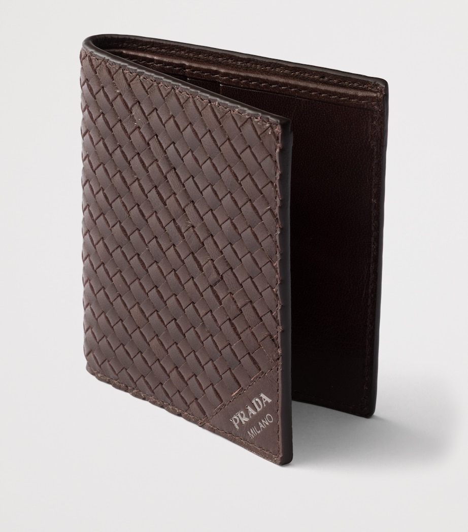 Prada Leather Woven Wallet Brown Image 4