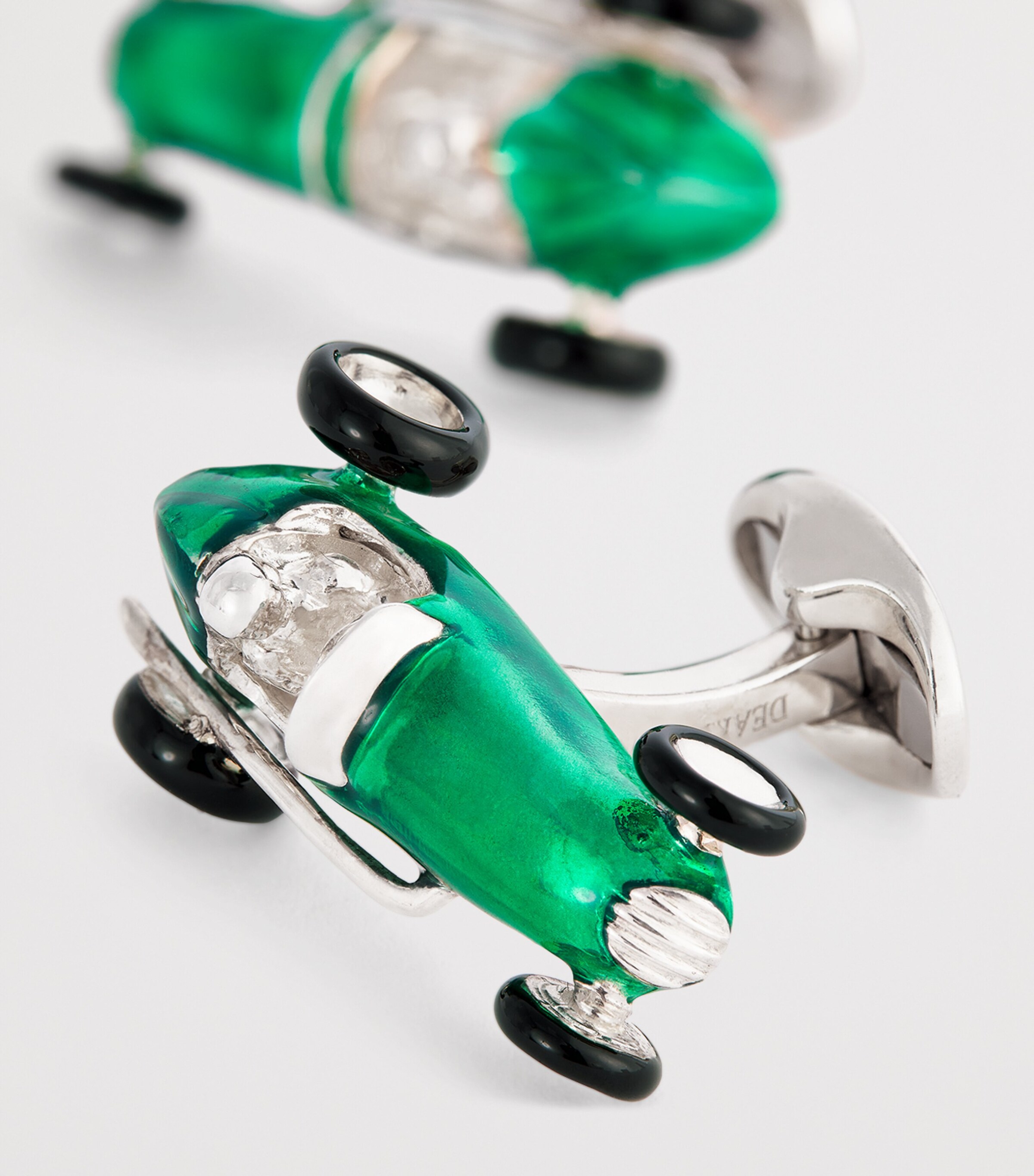 Deakin & Francis Sterling Silver Racing Car Cufflinks Green Image 5