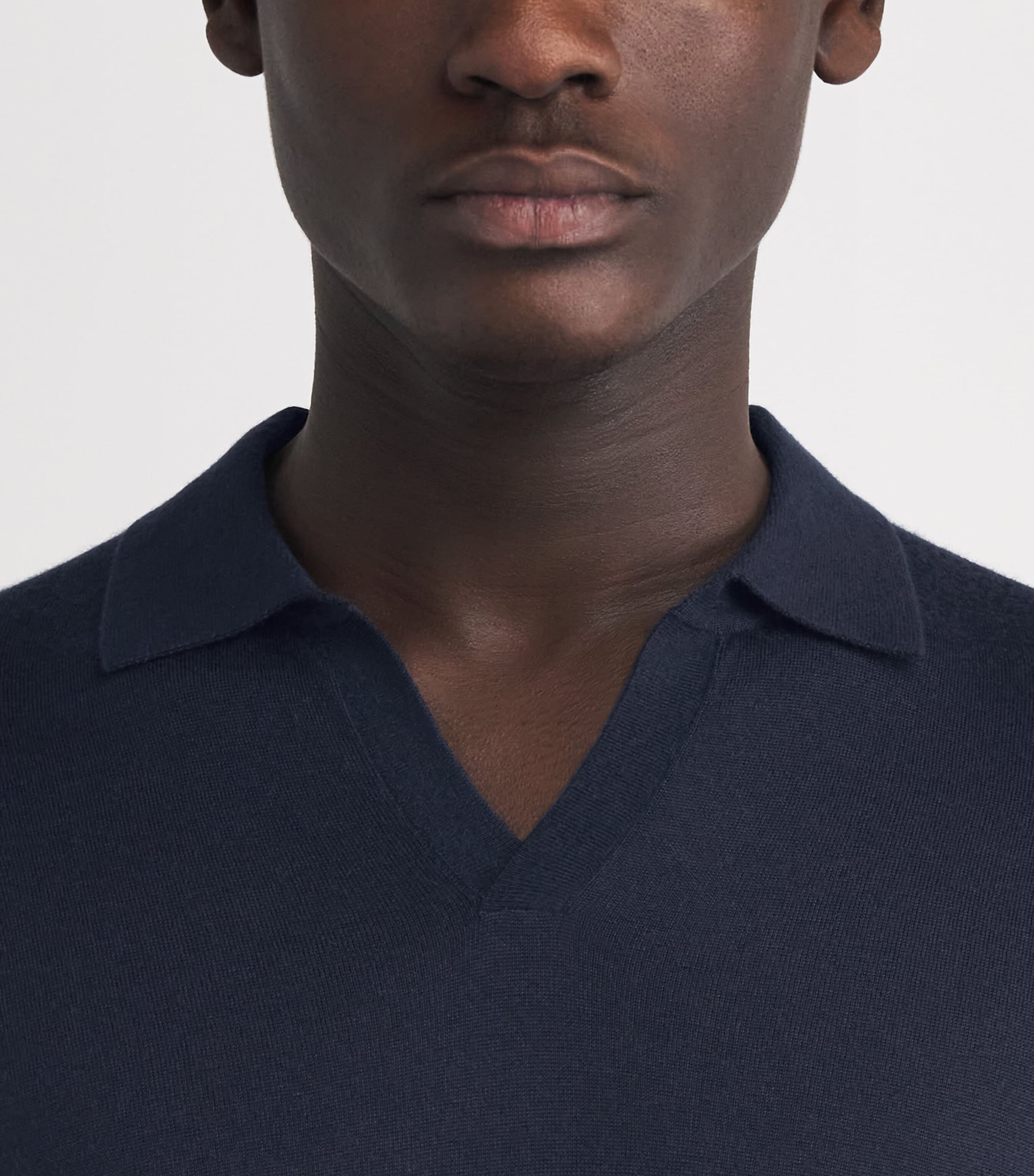 N.Peal Mens Cashmere-Silk Padstow Polo Shirt Indigo Blue Image 3
