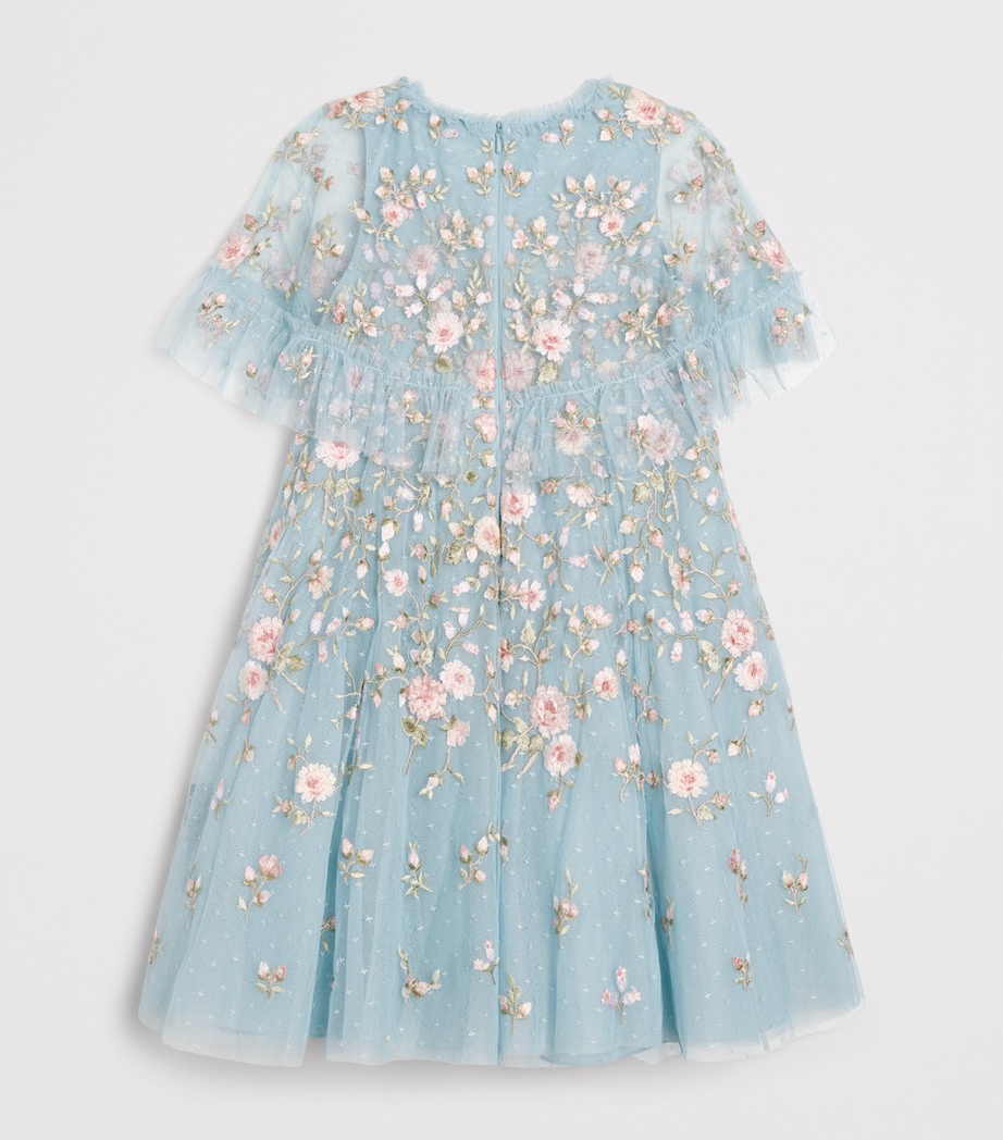 Needle & Thread Tulle Eden Rose Cape Dress (3-7 Years) Aqua/multi Image 2