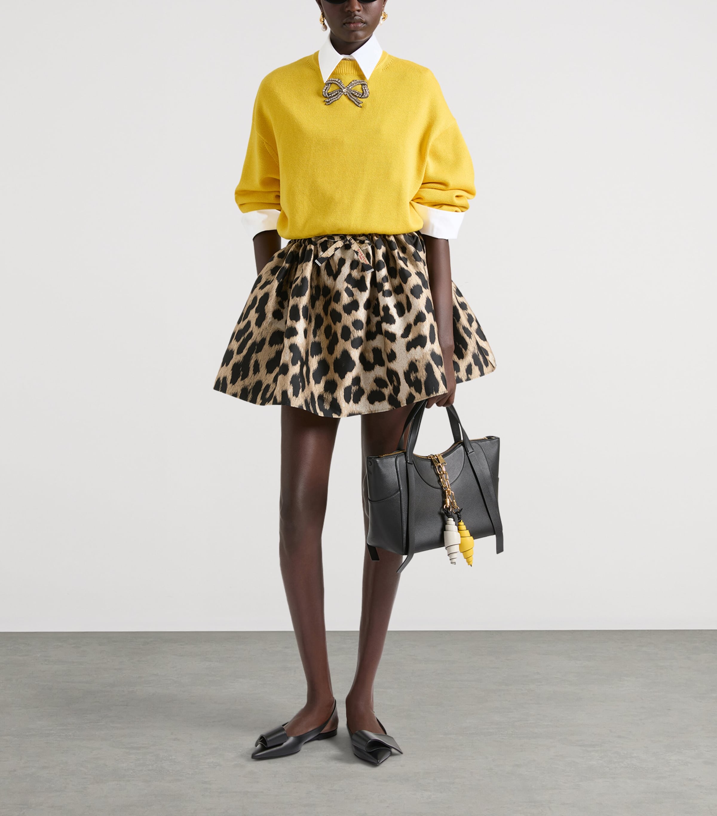 Givenchy Womens Voluminous Leopard Mini Skirt Image 2