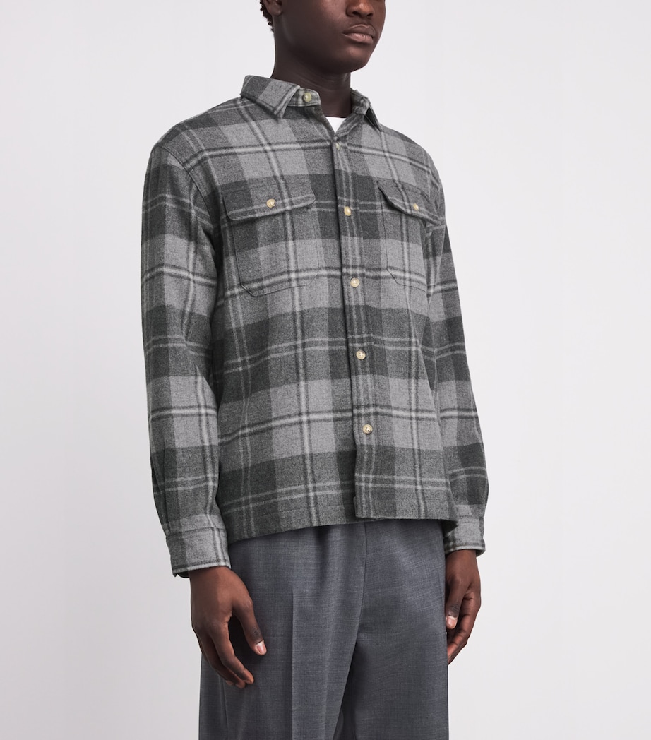 Wool Classic Fit Plaid Overshirt GREY HEATHER MULTI Image 3