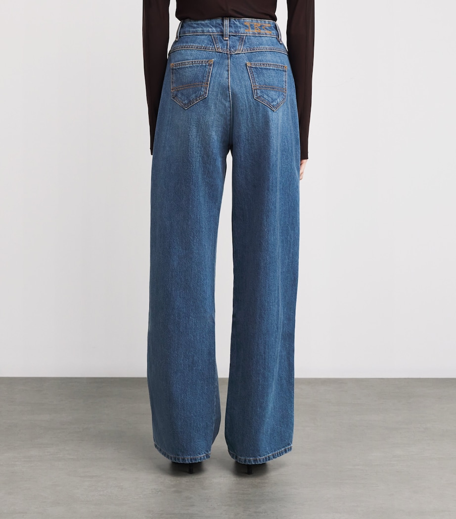 Kiton Womens High-Rise Wide-Leg Jeans Blue Image 4