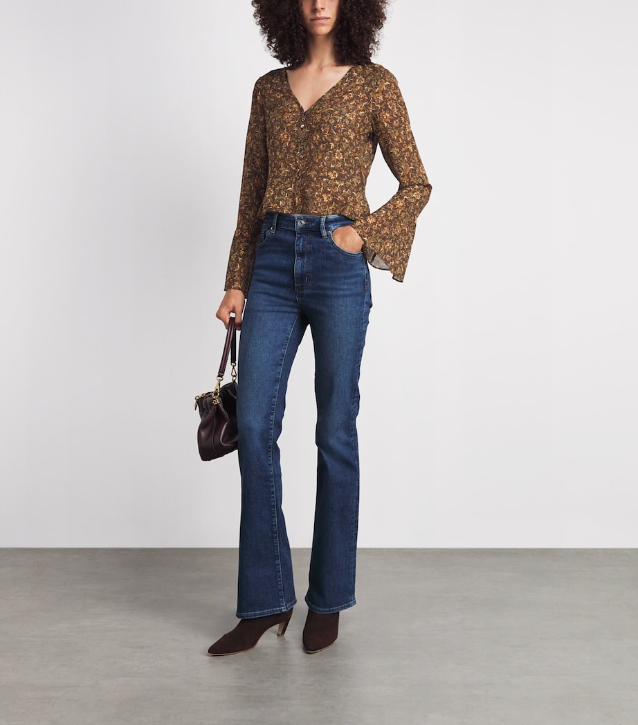 PAIGE Womens Silk-Blend Floral Mila Blouse Hickory Multi Image 2
