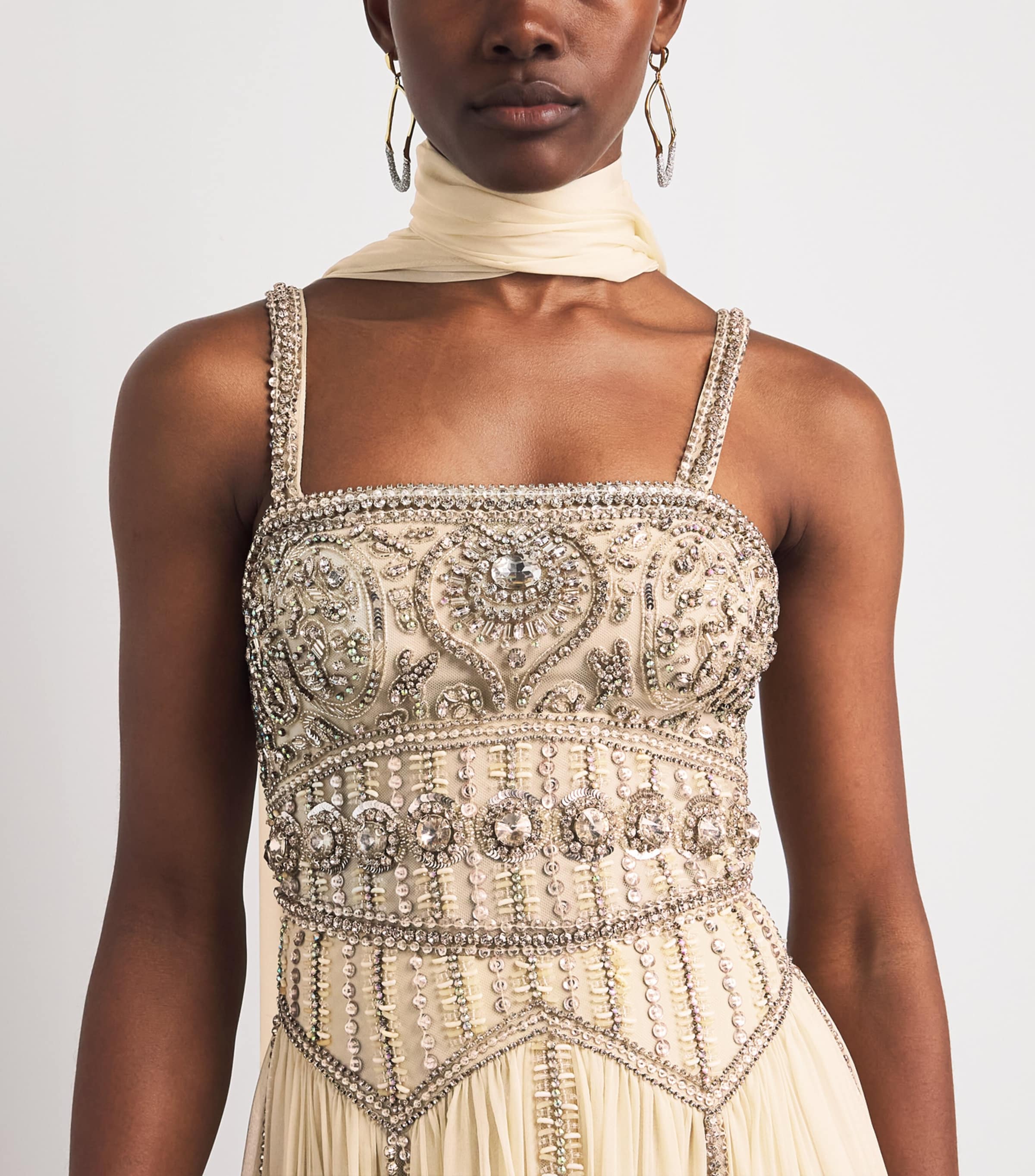 Zuhair Murad Womens Embellished Scarf Gown Angora Image 3