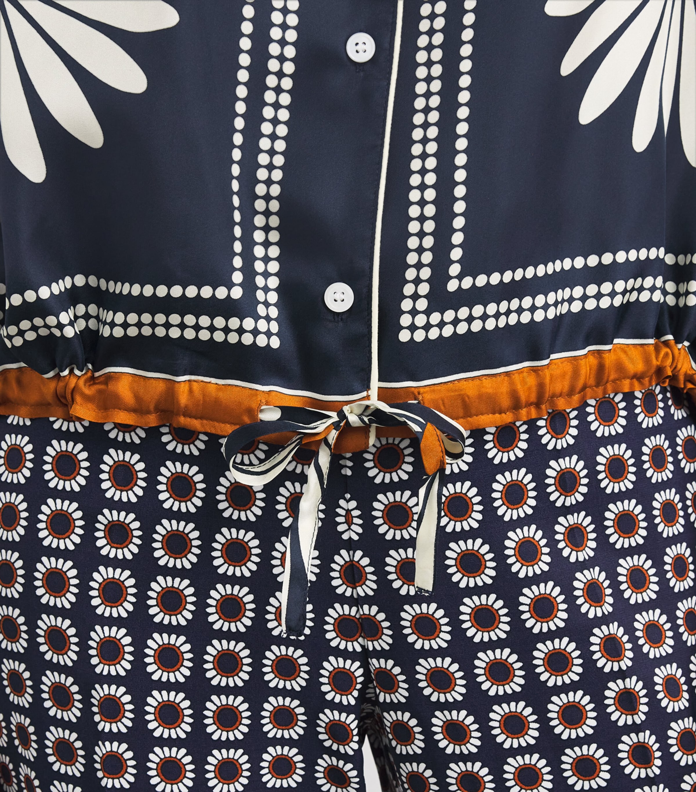 Sandro Paris Womens Silk Floral Print Shirt Deep Blue / Ocher Image 3