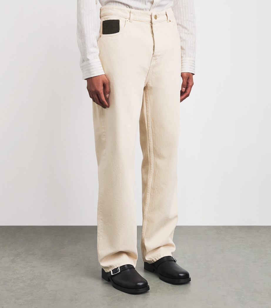 Drôle De Monsieur Mens Corduroy-Pocket Straight Jeans Sand Image 4