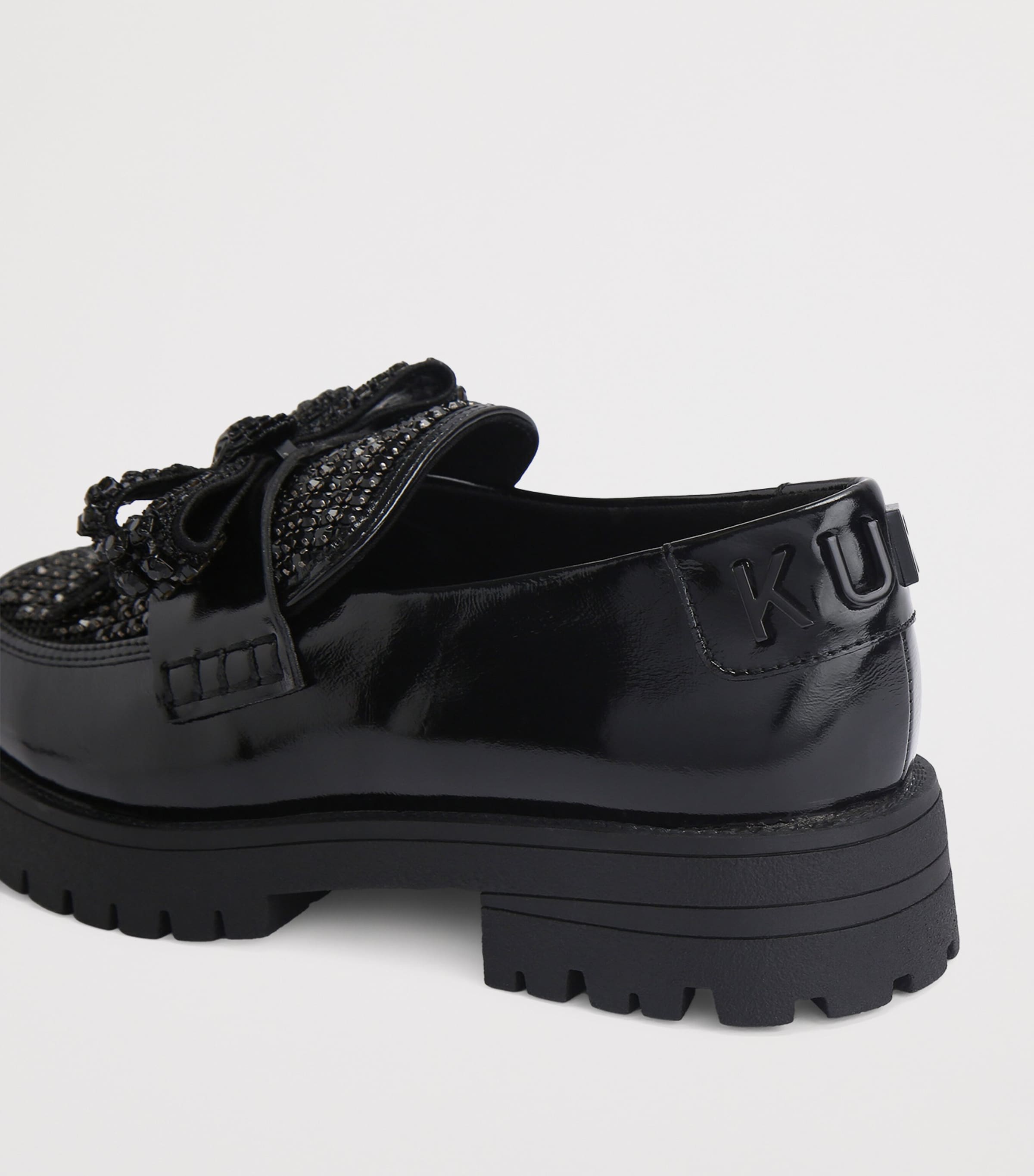 Kurt Geiger London Leather Embellished Bow Loafers Black Image 2