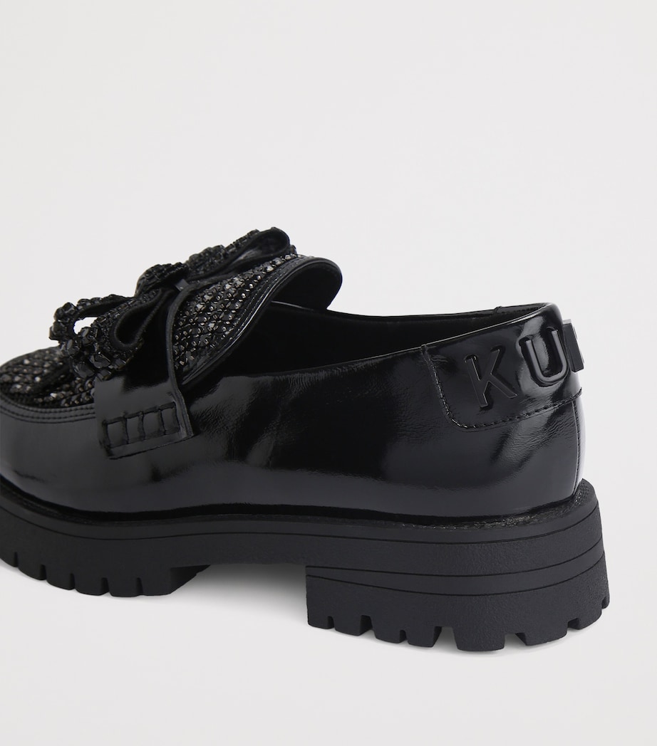 Kurt Geiger London Leather Embellished Bow Loafers Black Image 2