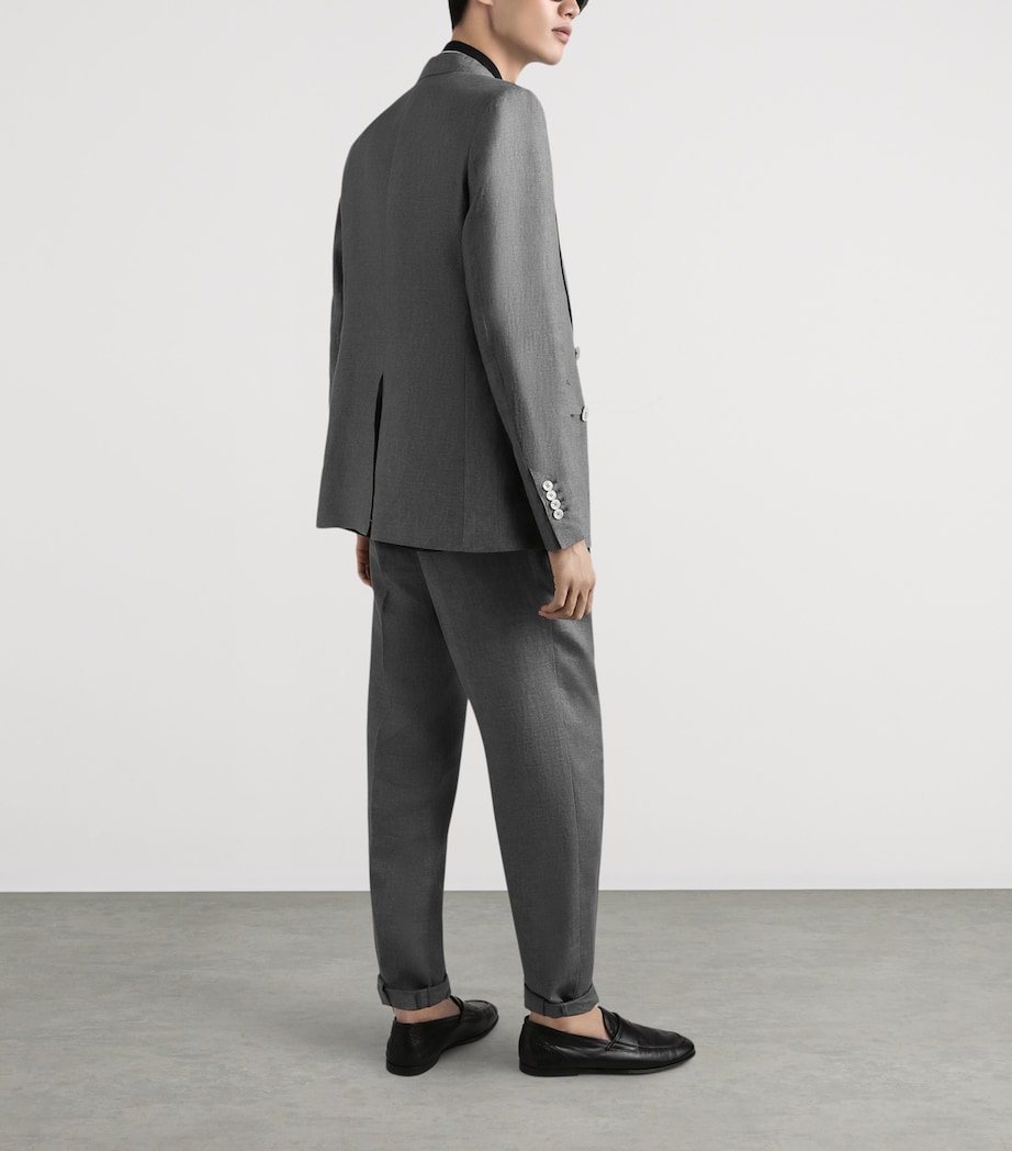 Linen Single-Breasted Blazer N0701-LIGHT GREY 7 Image 3