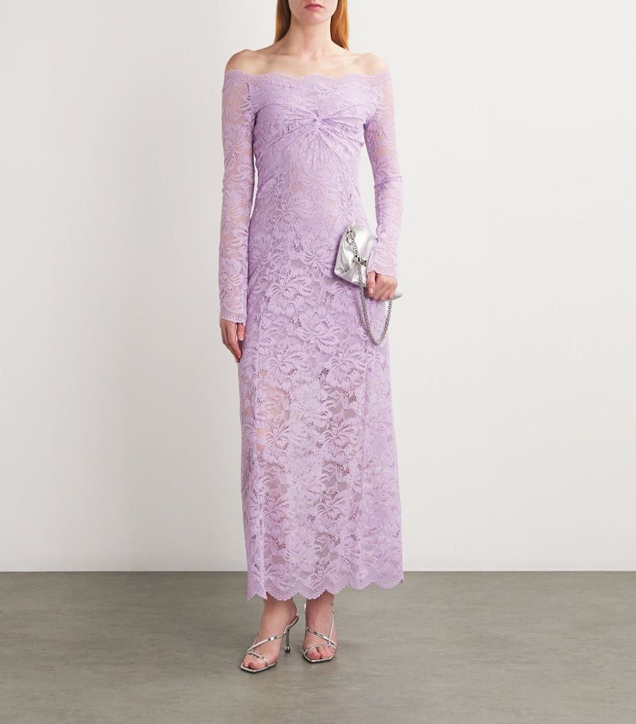 Rabanne Womens Lace Off-Shoulder Maxi Dress French Lavander Image 2