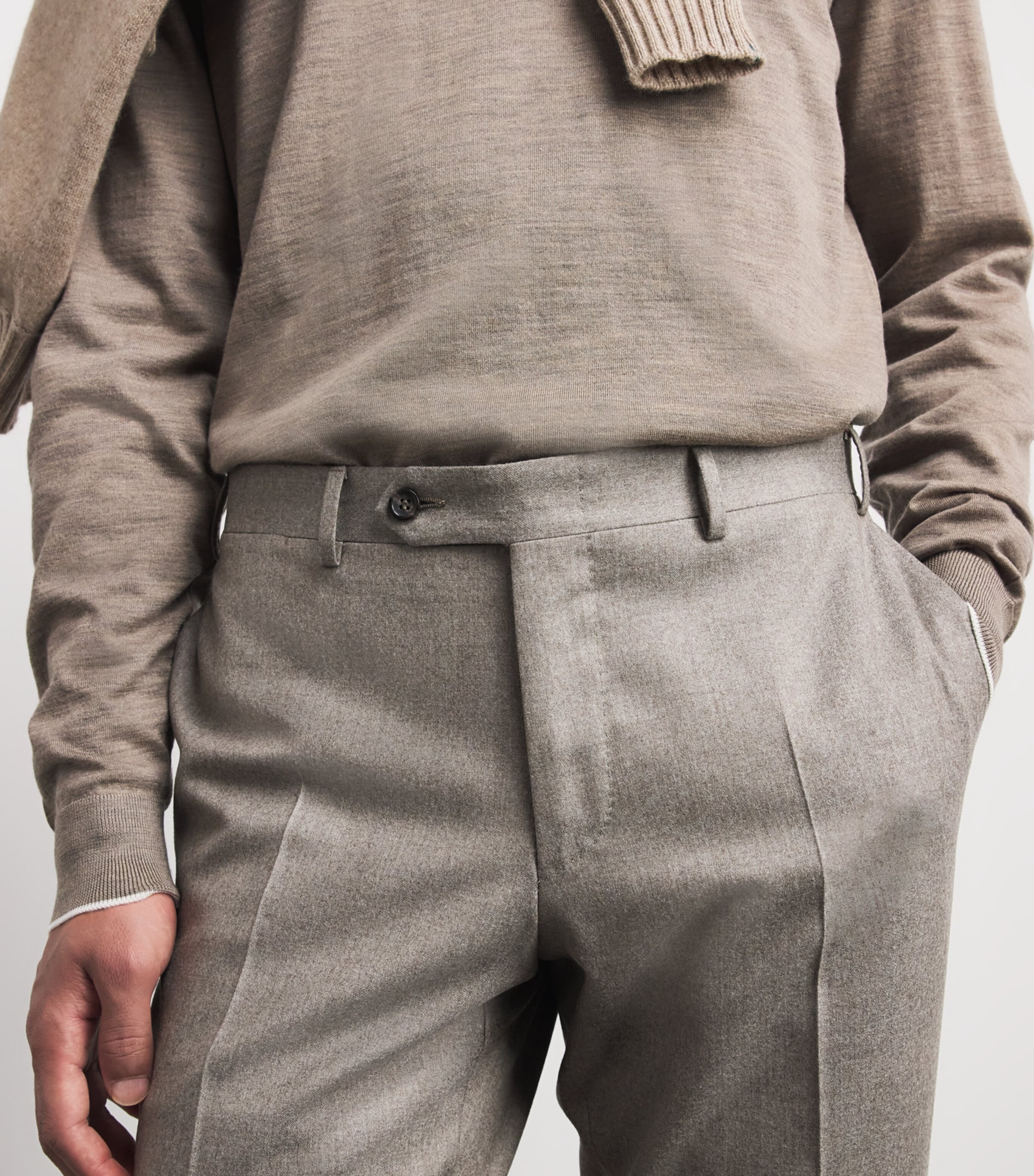 Canali Mens Wool Straight Trousers Grey Image 3