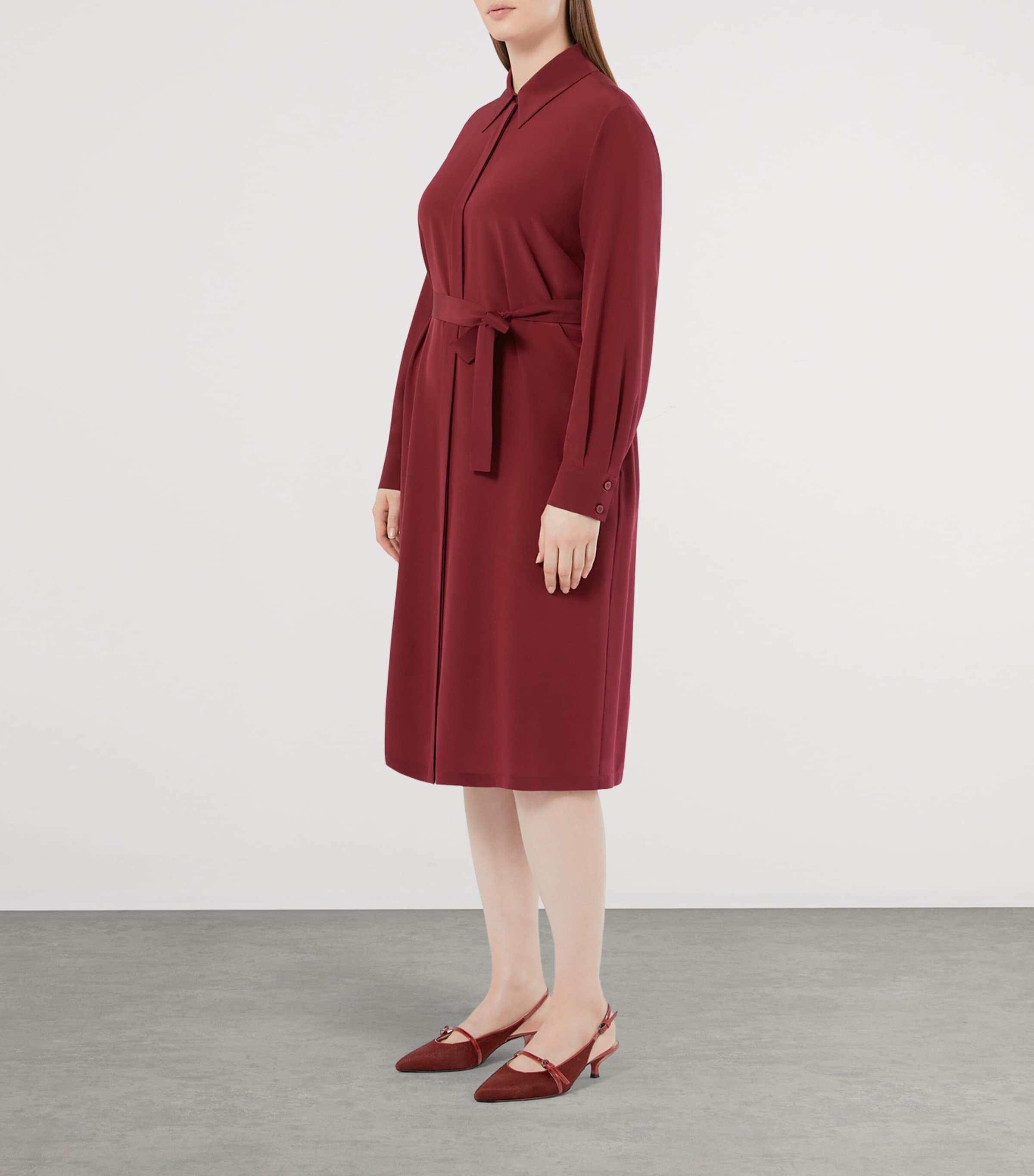 Silk Nuccia Shirt Midi Dress BORDEAUX Image 2
