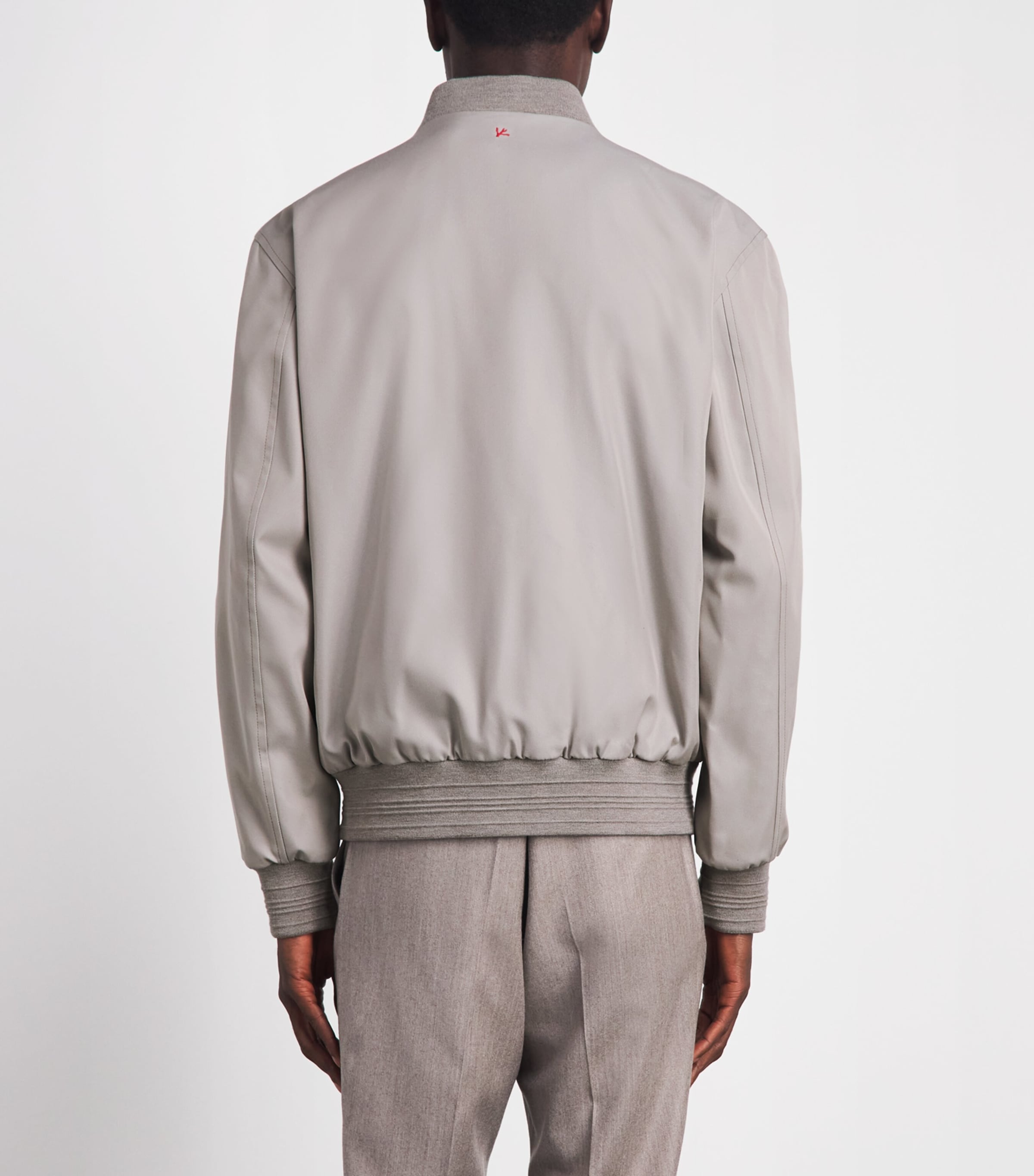 Isaia Mens Lambskin Varsity Bomber Jacket Image 5