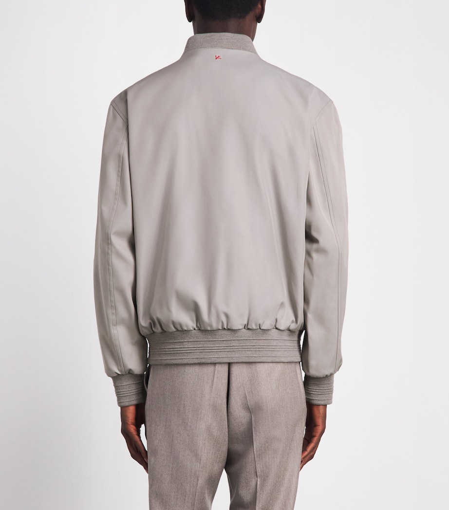 Isaia Mens Lambskin Varsity Bomber Jacket Image 5