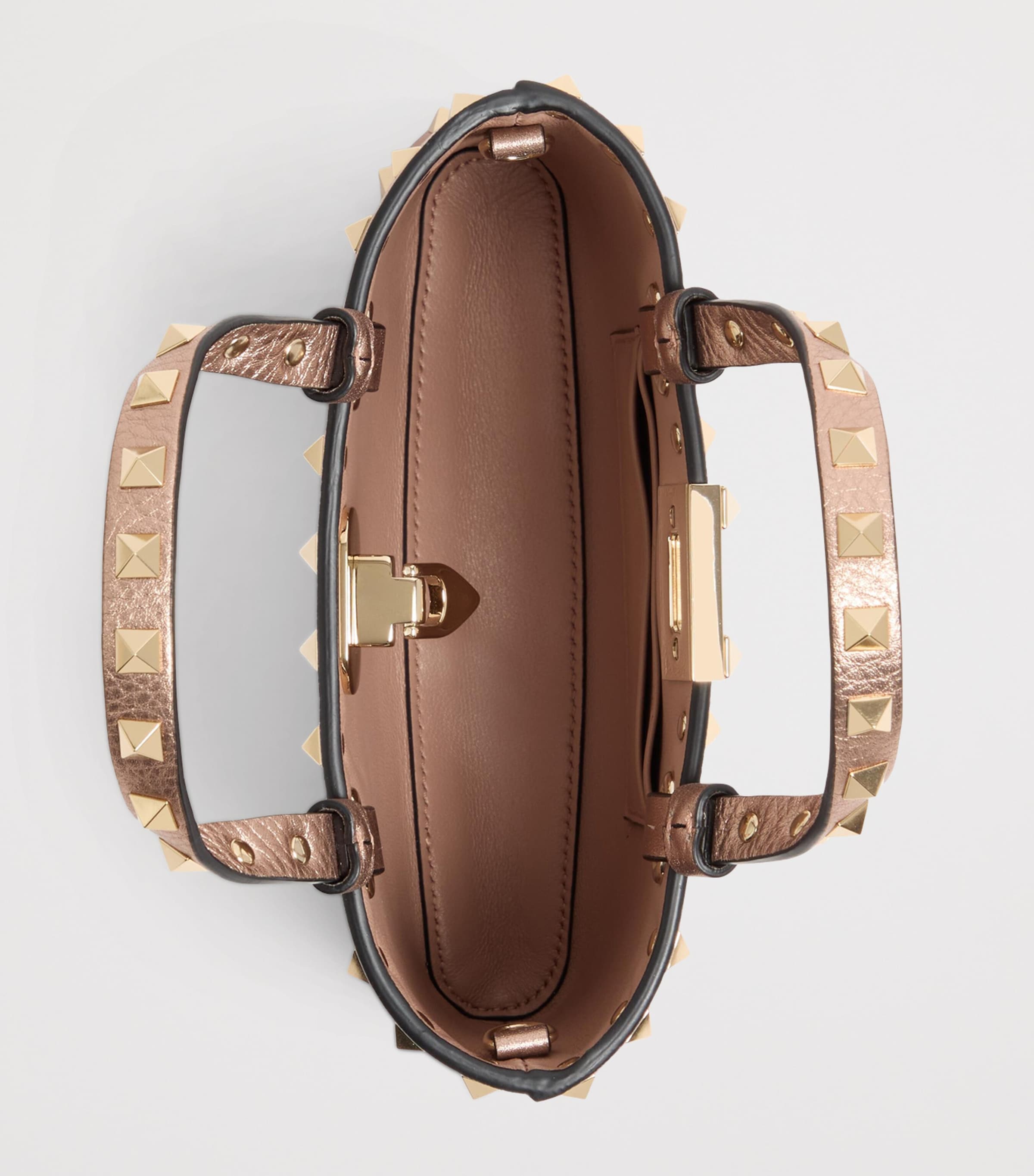 Mini Metallic Leather Rockstud Top-Handle Bag GF9 Image 5