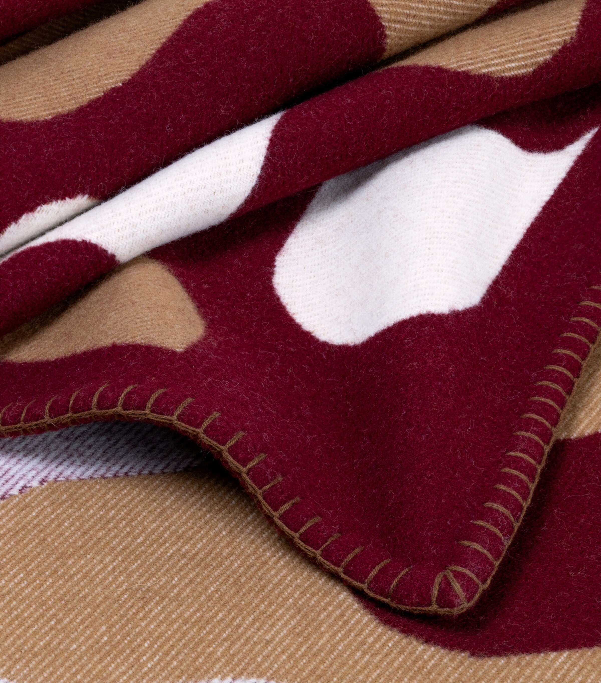 Wool Modernism Throw (135cm x 220cm) 7E15 - BURGUNDY/TAN Image 6