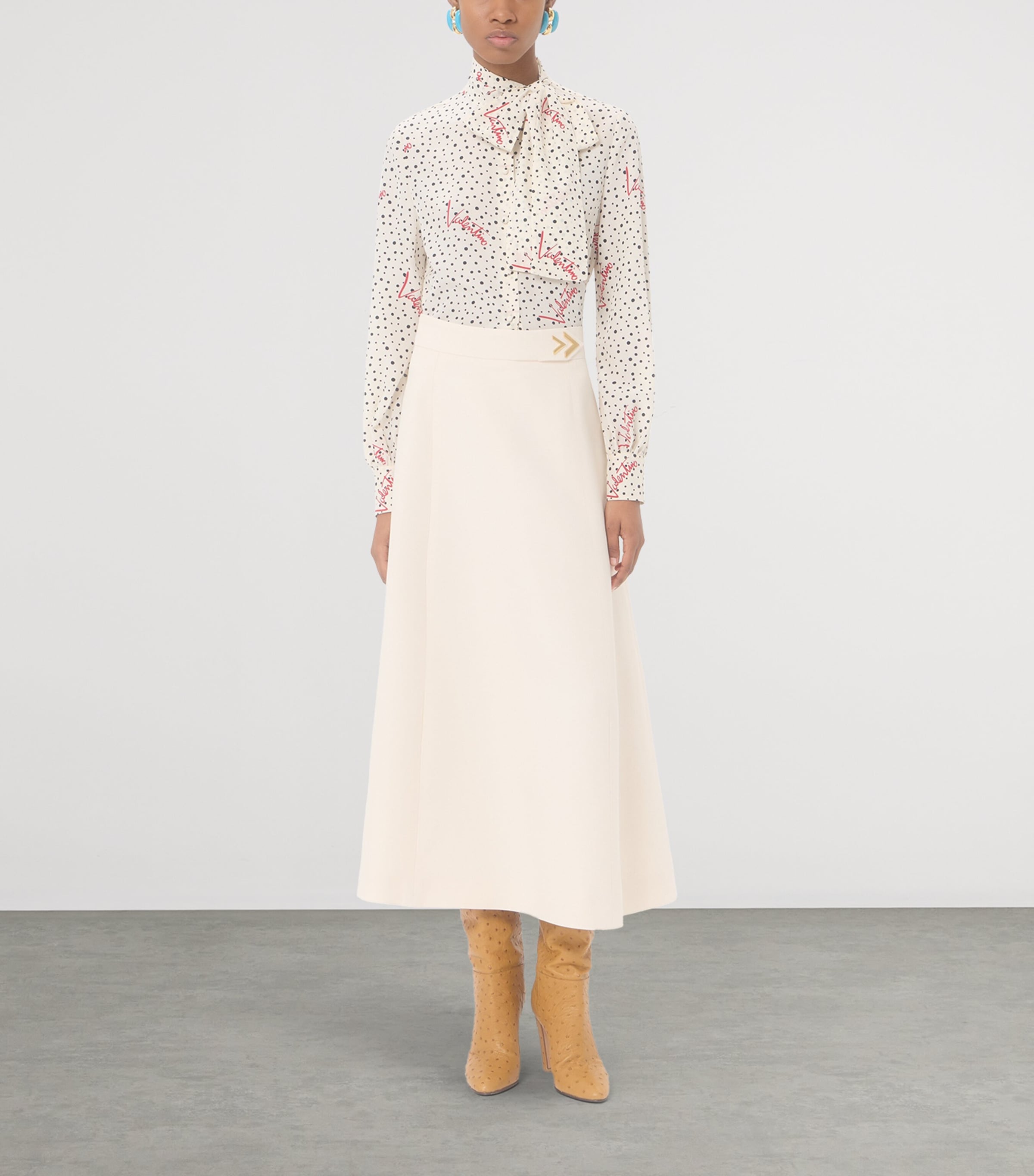 Valentino Womens Wool-Silk Crepe Midi Skirt Image 2
