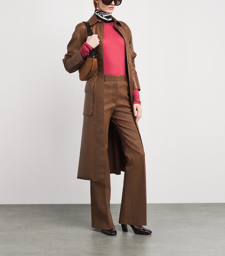 Joseph Womens Nappa Leather Okabe Trench Coat Cinnamon Image 2