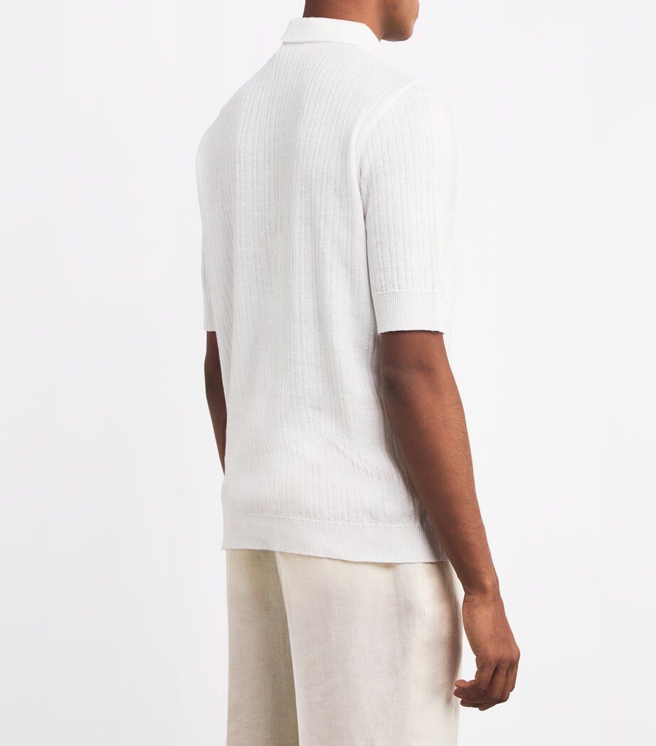 Linen-Cotton Knitted Polo Shirt 100 Image 4