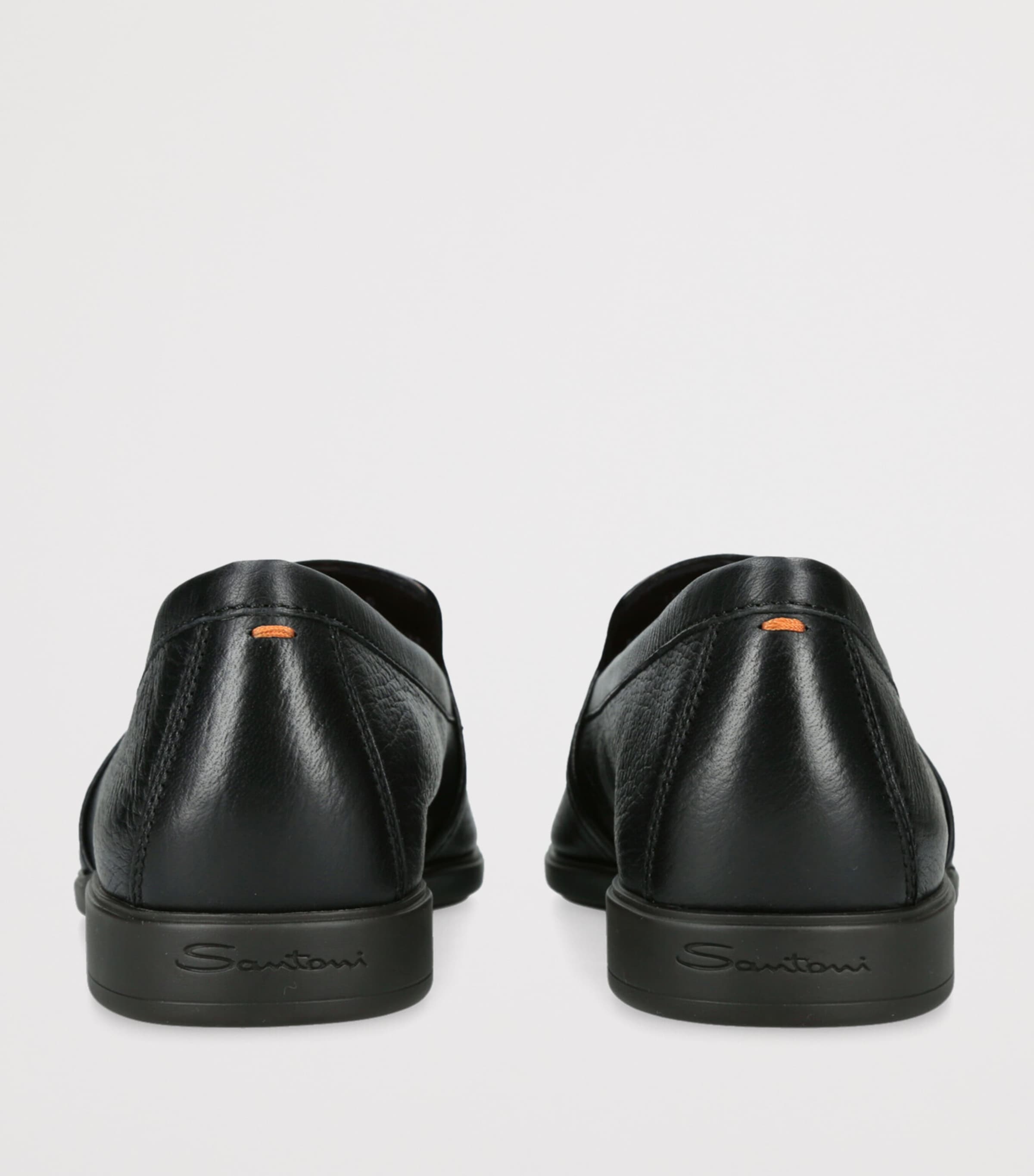 Santoni Leather Malibu Loafers Black Image 2