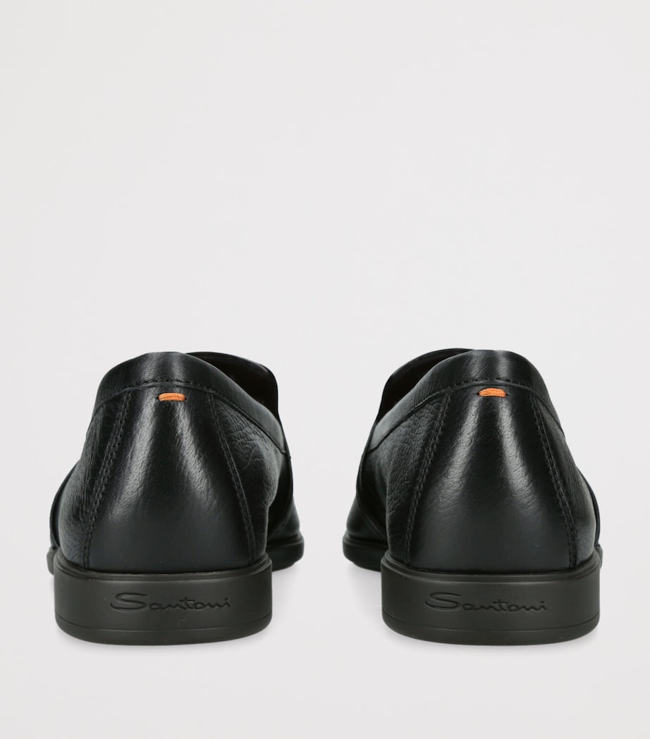 Santoni Leather Malibu Loafers Black Image 2